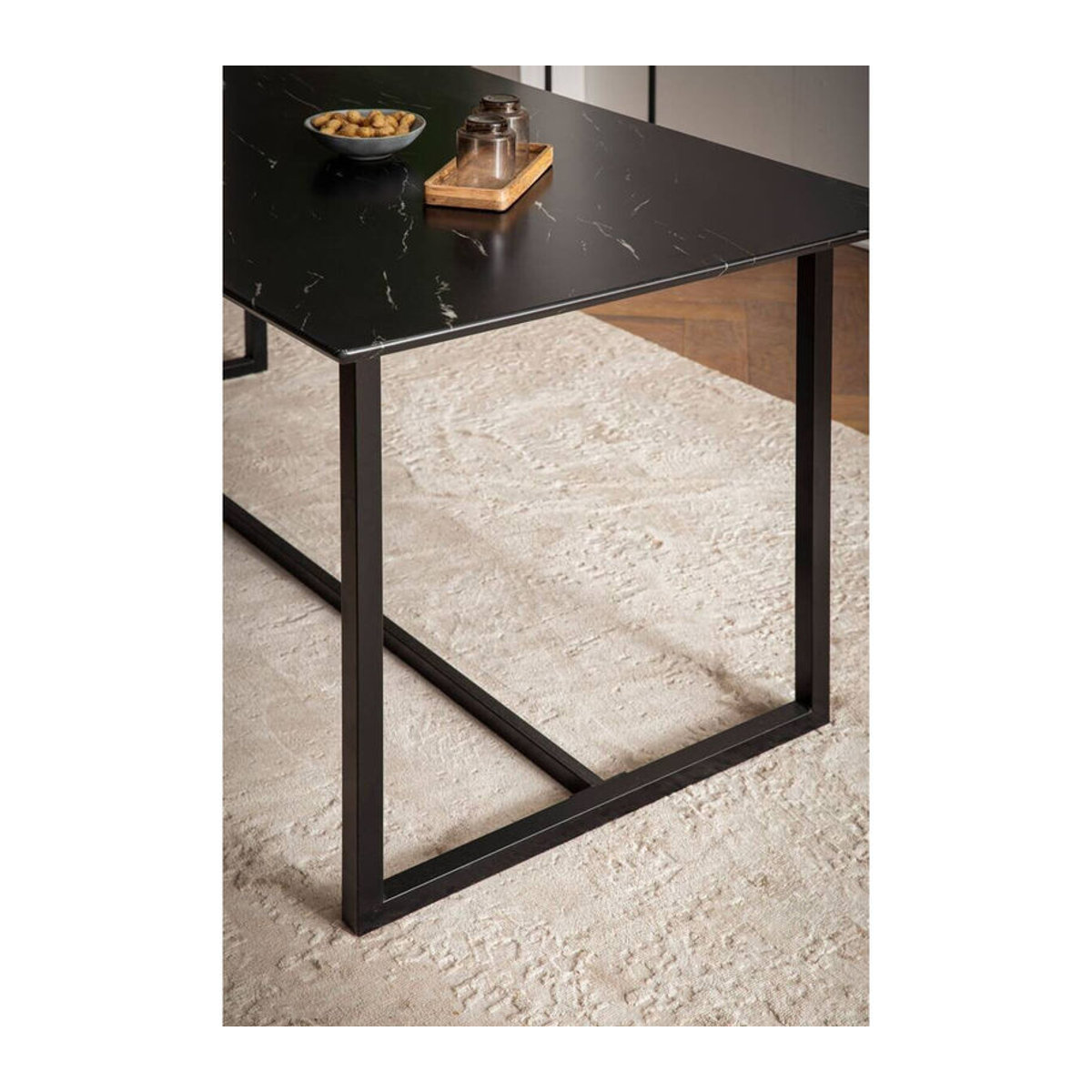 Wohnling Esstisch in Marmoroptik Schwarz, modern und minimalistisch, rechteckig, B/T/H: 180 x 90 x 76 cm - Bild 2