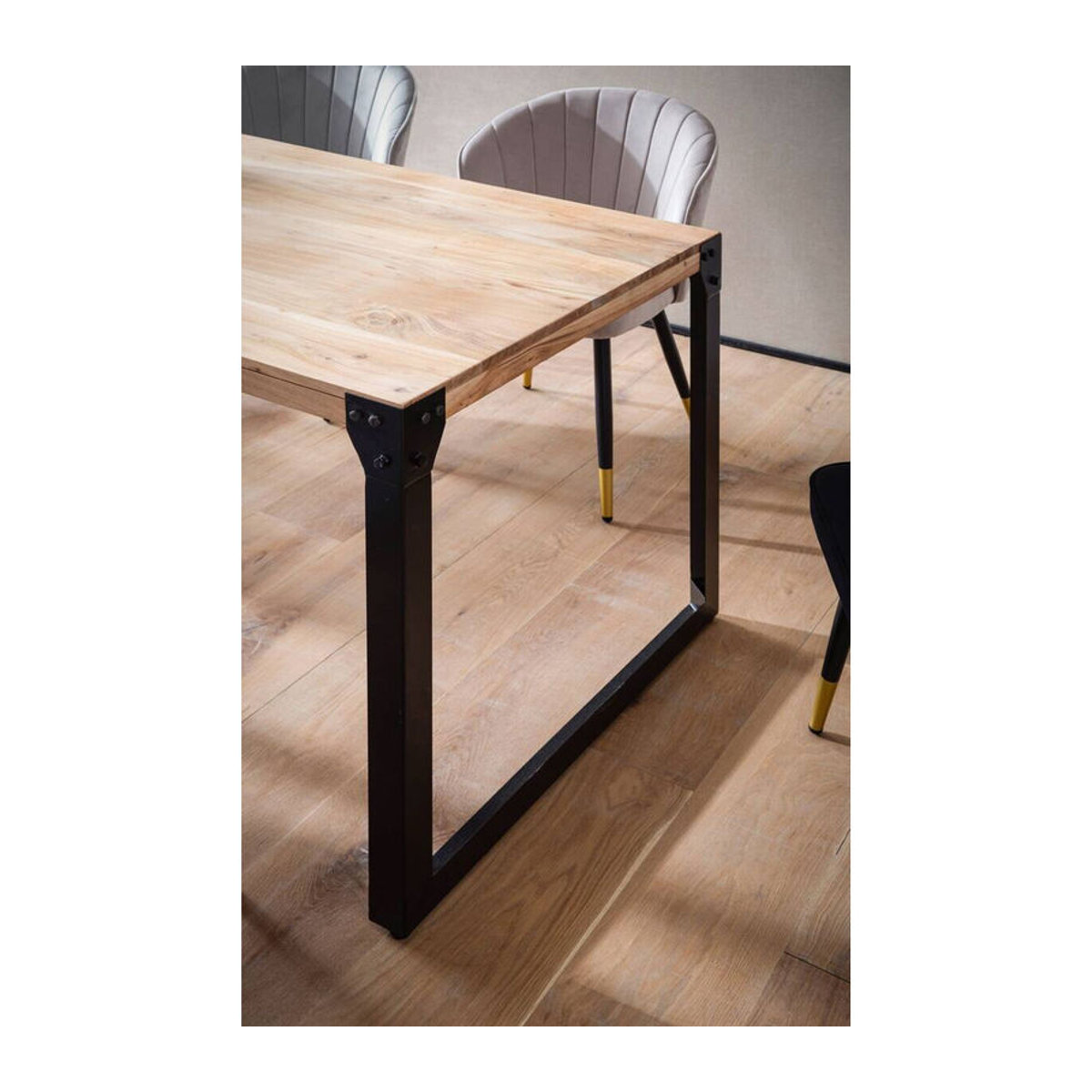 Wohnling Esstisch Industrial aus Akazie Massivholz und Metall, Braun, B/T/H: 120 x 60 x 76 cm - Bild 3