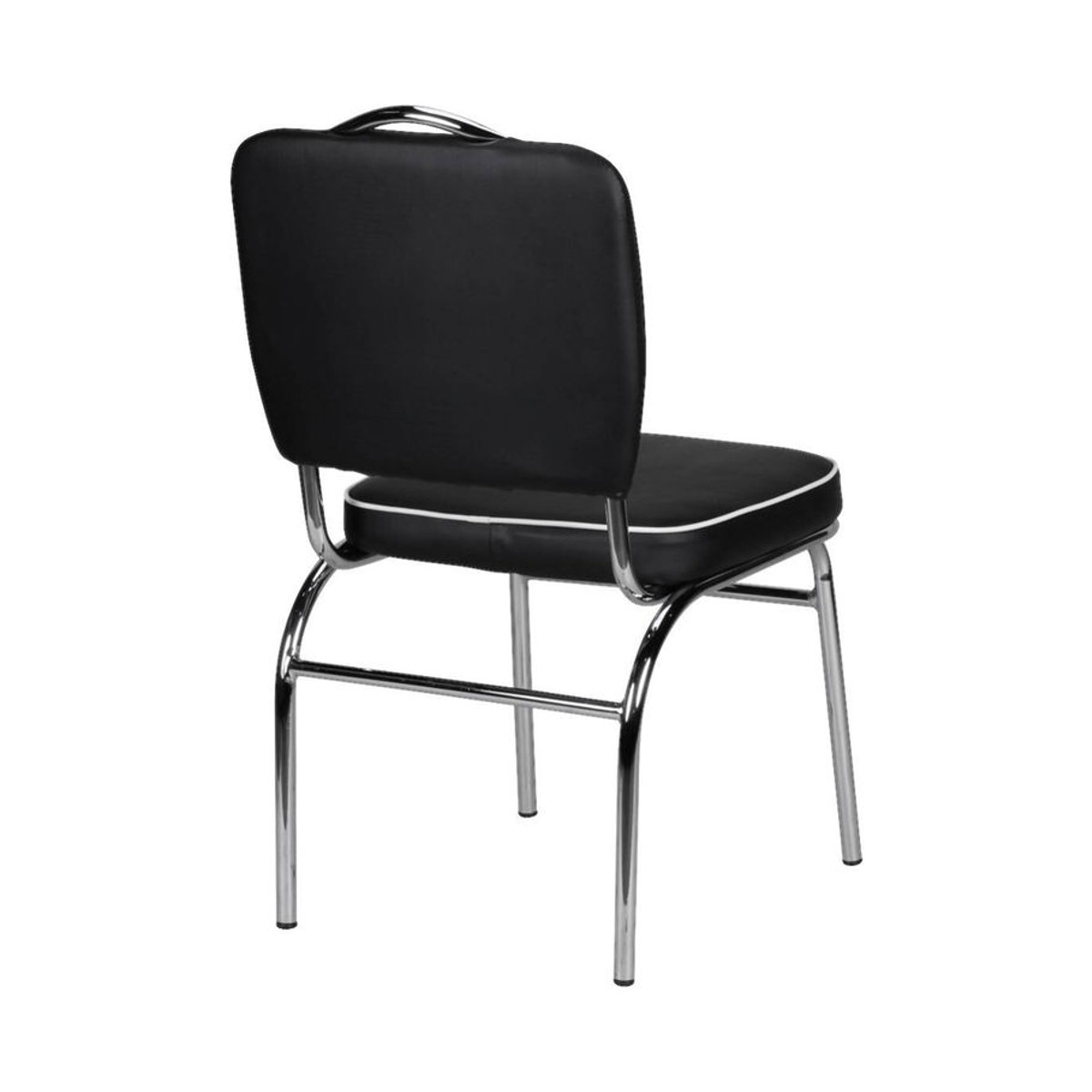 Wohnling Esszimmerstuhl American Diner Retro Polsterstuhl aus Kunstleder und Metall in Schwarz/Weiß/Chrom B/H/T: 45 x 90 x 47 cm - Bild 2