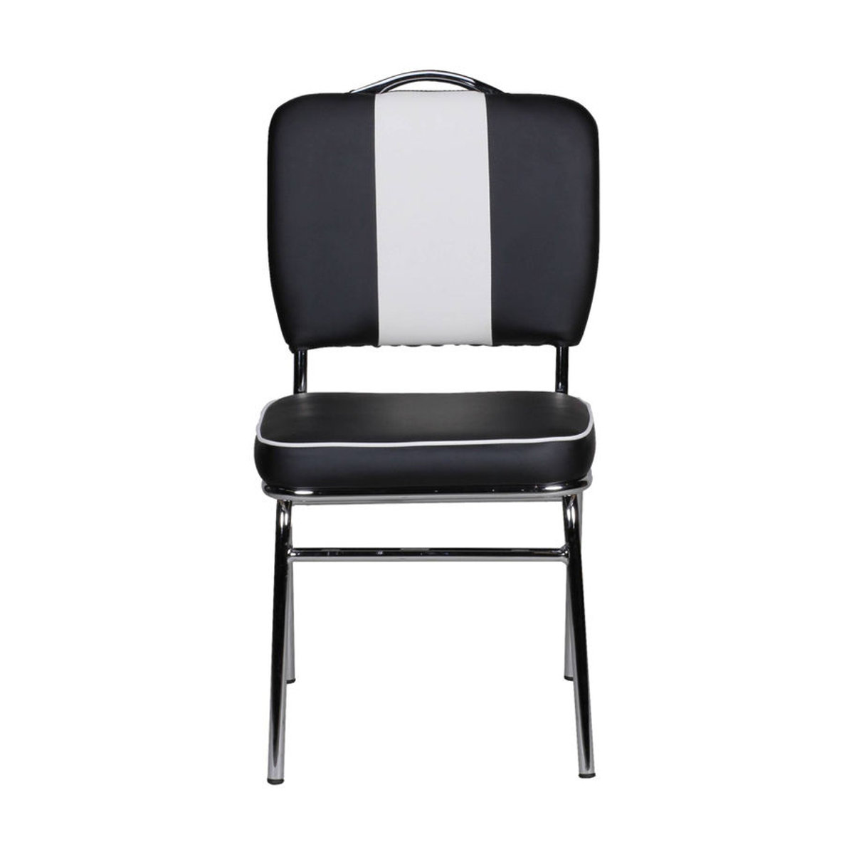 Wohnling Esszimmerstuhl American Diner Retro Polsterstuhl aus Kunstleder und Metall in Schwarz/Weiß/Chrom B/H/T: 45 x 90 x 47 cm - Bild 5
