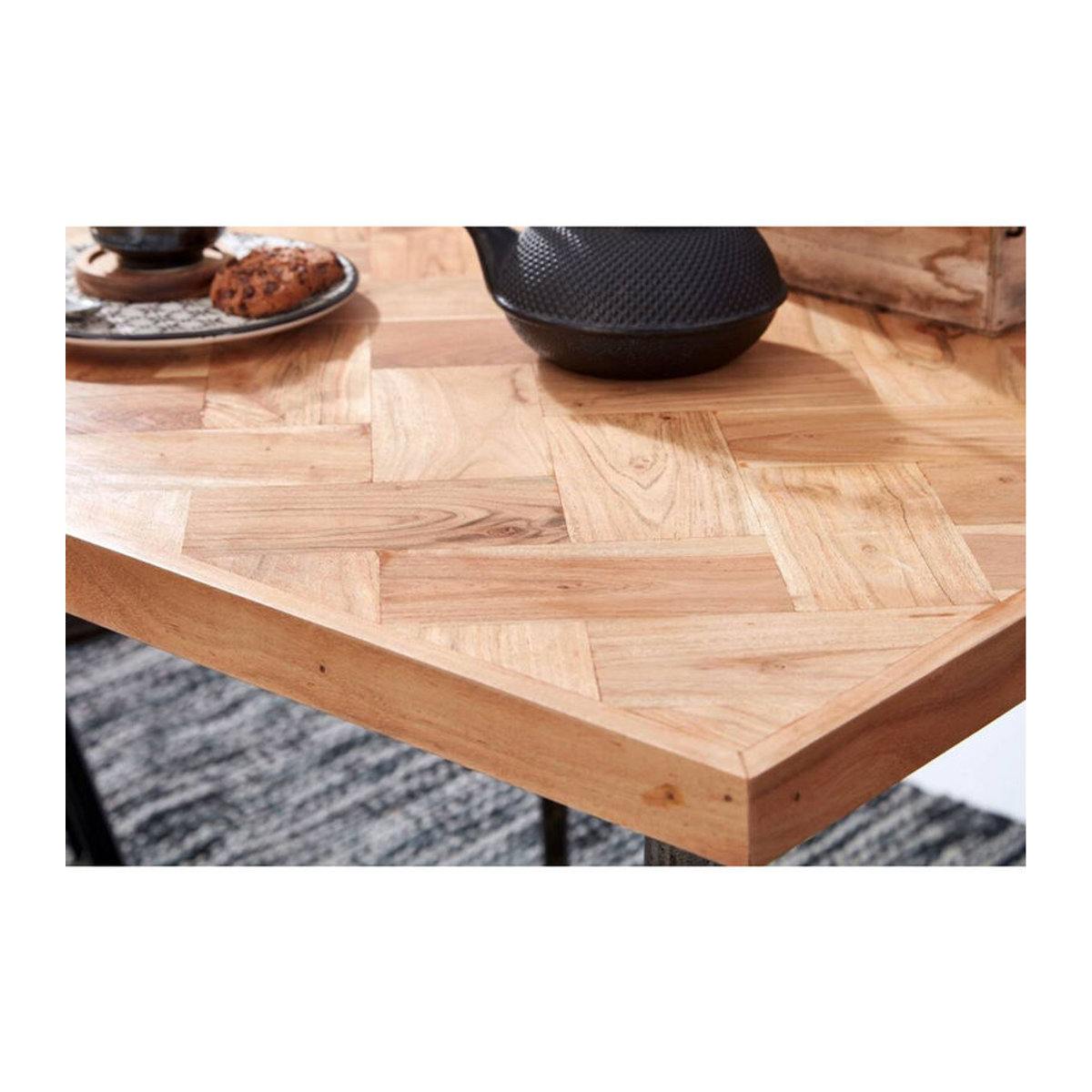 Wohnling Industrial Esstisch aus Holz in Natur und Schwarz, quadratisch, B/T/H: 80 x 80 x 80 cm - Bild 4