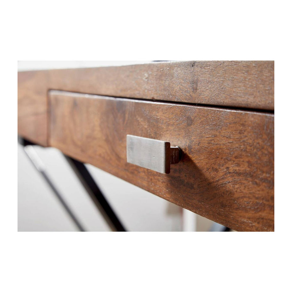 Wohnling Industrial Schreibtisch aus Massivholz und Edelstahl in Natur und Schwarz B/H/T: 120 x 78 x 55 cm - Bild 1