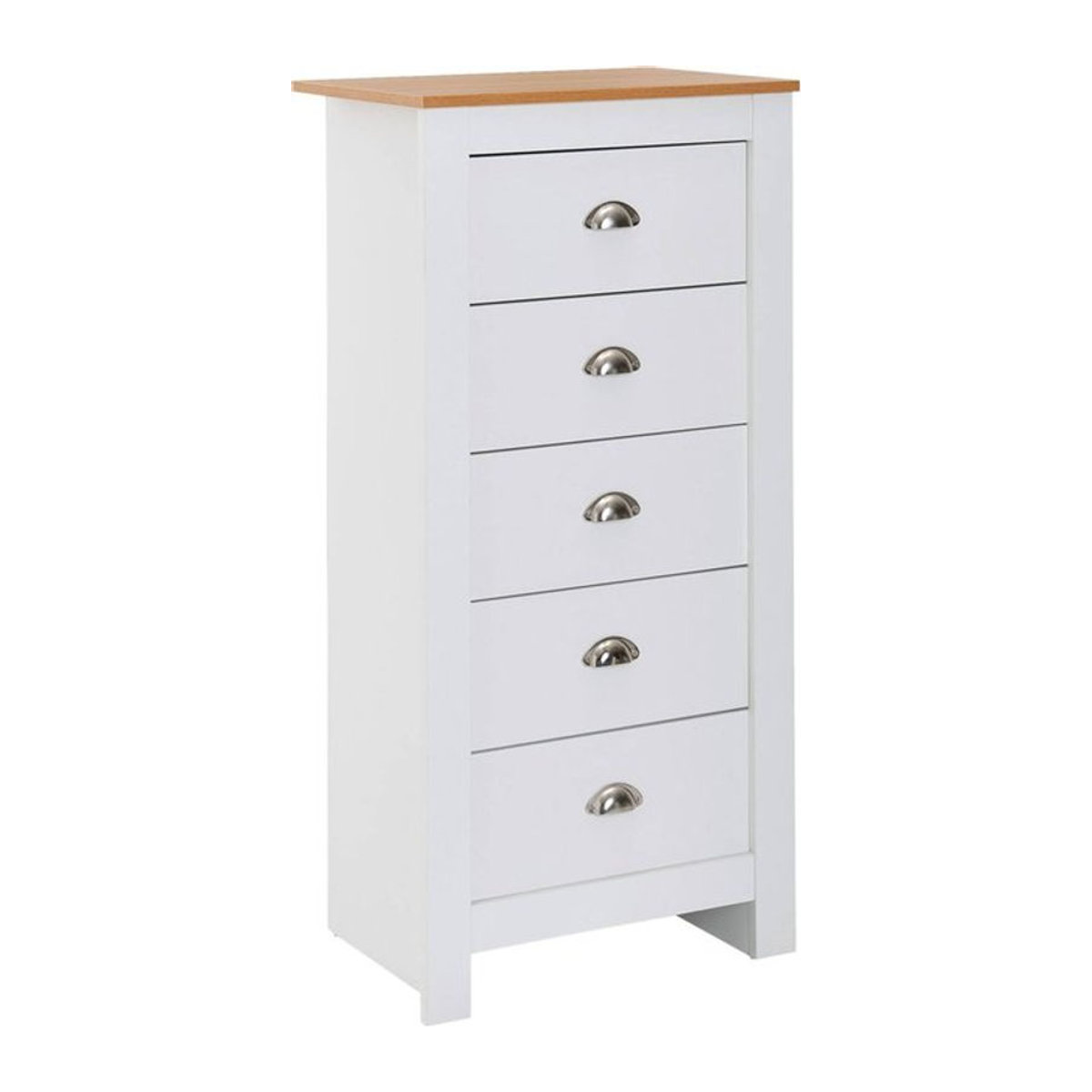 Wohnling Kommode im Landhausstil aus Holzwerkstoff in Weiß und Alufarben B/H/T: 53 x 114 x 39 cm - Bild 1