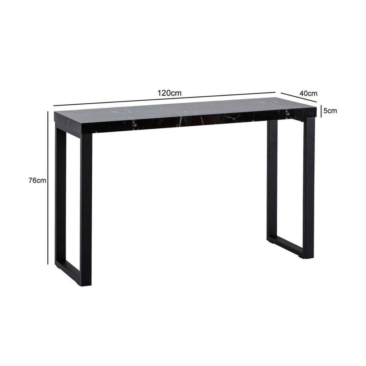 Wohnling Konsolentisch Modern in Schwarz mit Marmor-Optik aus Holzwerkstoff und Metall, B/H/T: 120 x 76 x 40 cm - Bild 4
