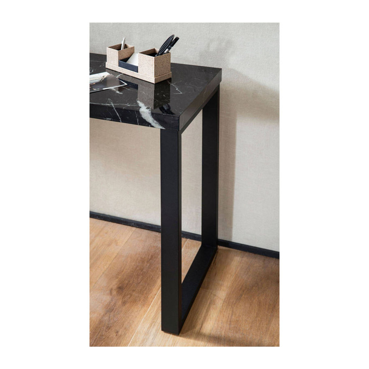 Wohnling Konsolentisch Modern in Schwarz mit Marmor-Optik aus Holzwerkstoff und Metall, B/H/T: 120 x 76 x 40 cm - Bild 5