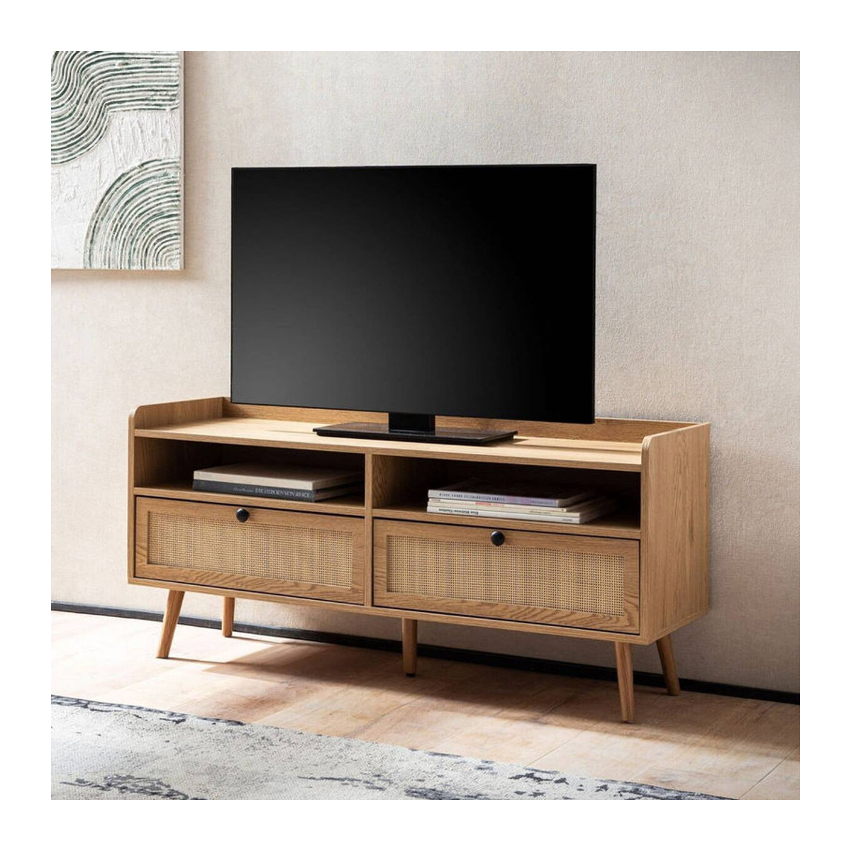 Wohnling Lowboard in Eiche Natur im skandinavischen Design B/H/T: 120 x 56 x 39 cm - Bild 2
