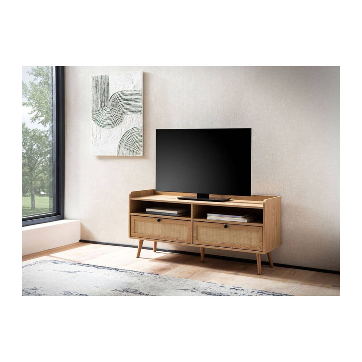 Wohnling Lowboard in Eiche Natur im skandinavischen Design B/H/T: 120 x 56 x 39 cm - Bild 4