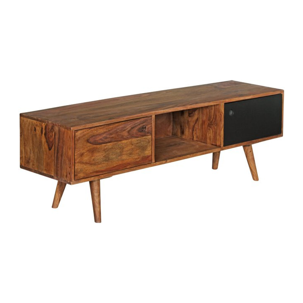 Wohnling Lowboard REPA aus Massivholz und Metall in Natur Schwarz Braun B/H/T: 140 x 45 x 35 cm - Bild 1