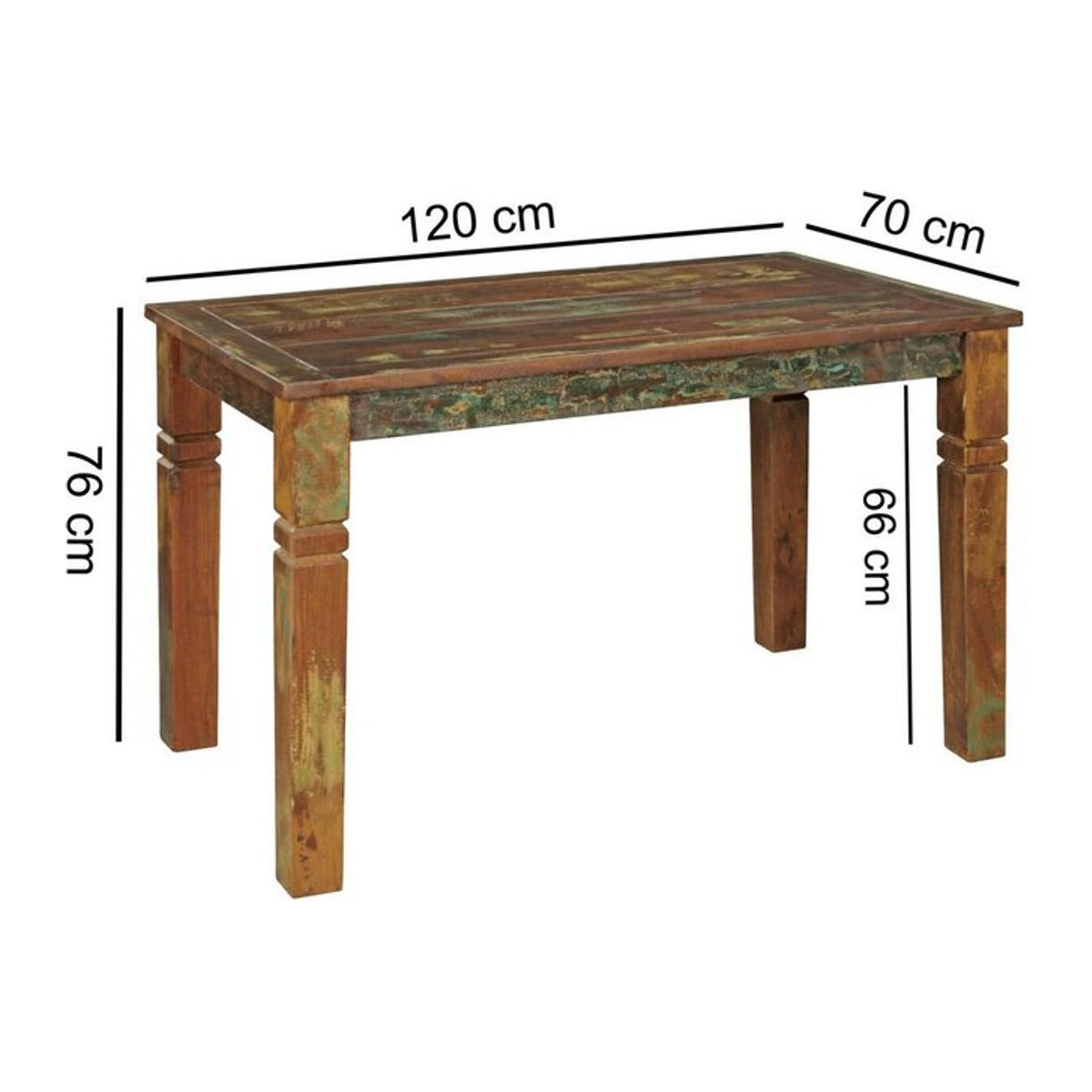 Wohnling Massivholztisch Esstisch in Natur im Industrial und Landhaus Stil, Rechteckig, B/H/T: 120 x 76 x 70 cm - Bild 1