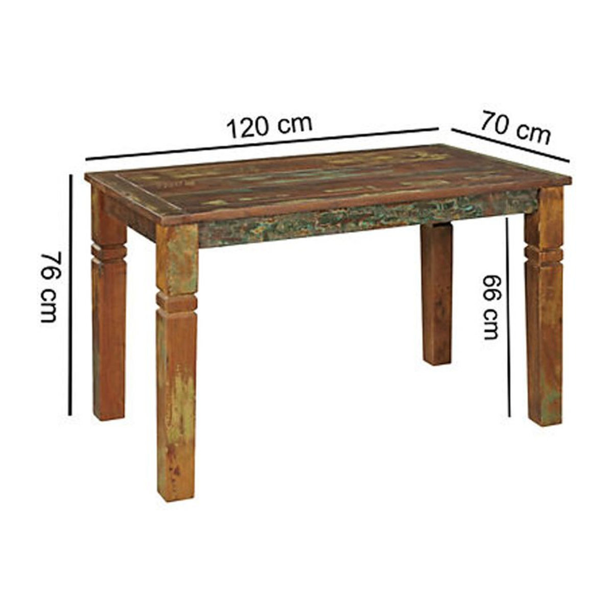 Wohnling Massivholztisch Esstisch in Natur im Industrial und Landhaus Stil, Rechteckig, B/H/T: 120 x 76 x 70 cm - Bild 2