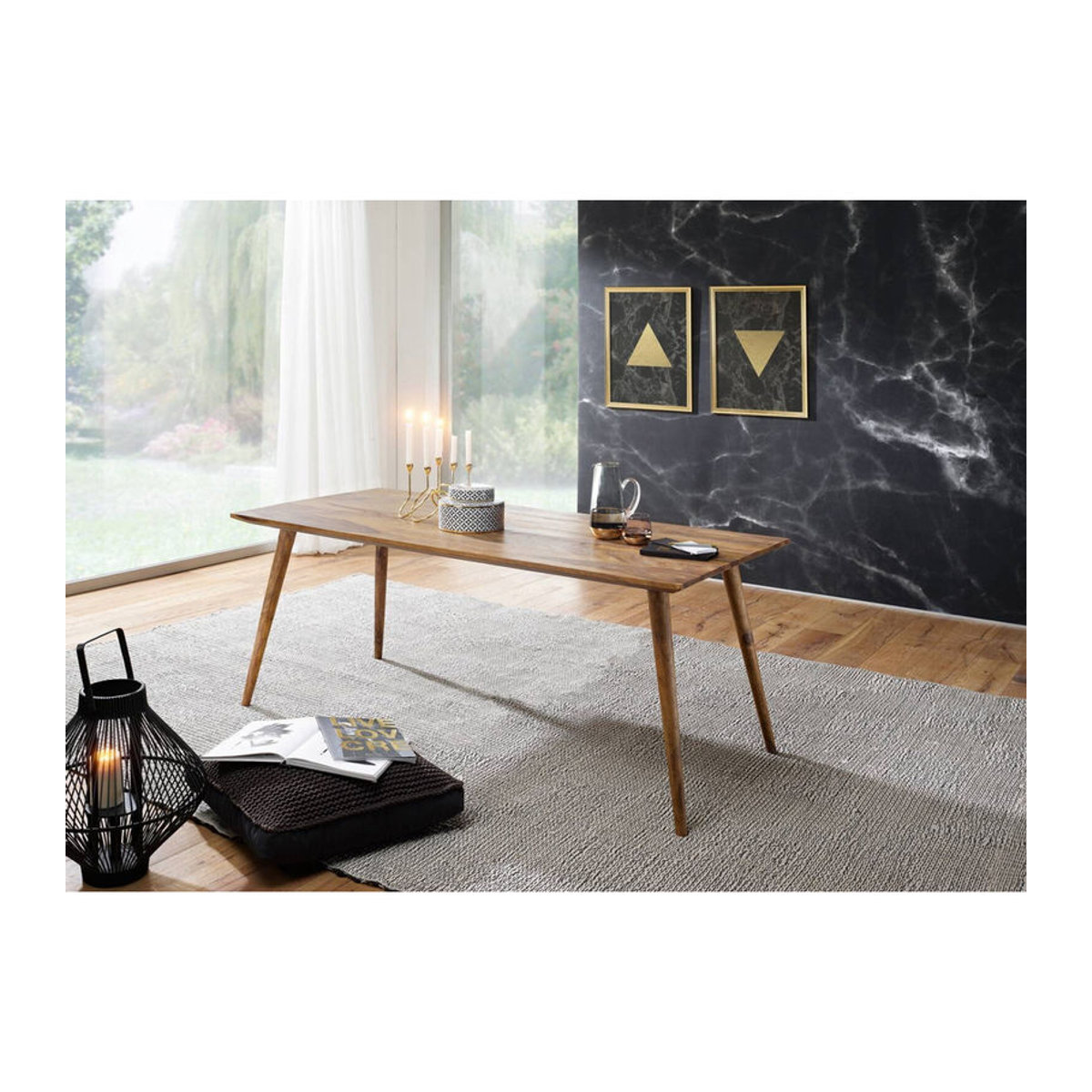 Wohnling Massivholztisch Esstisch Natur im Landhaus und Skandinavischen Stil B/H/T: 180 x 76 x 80 cm - Bild 3
