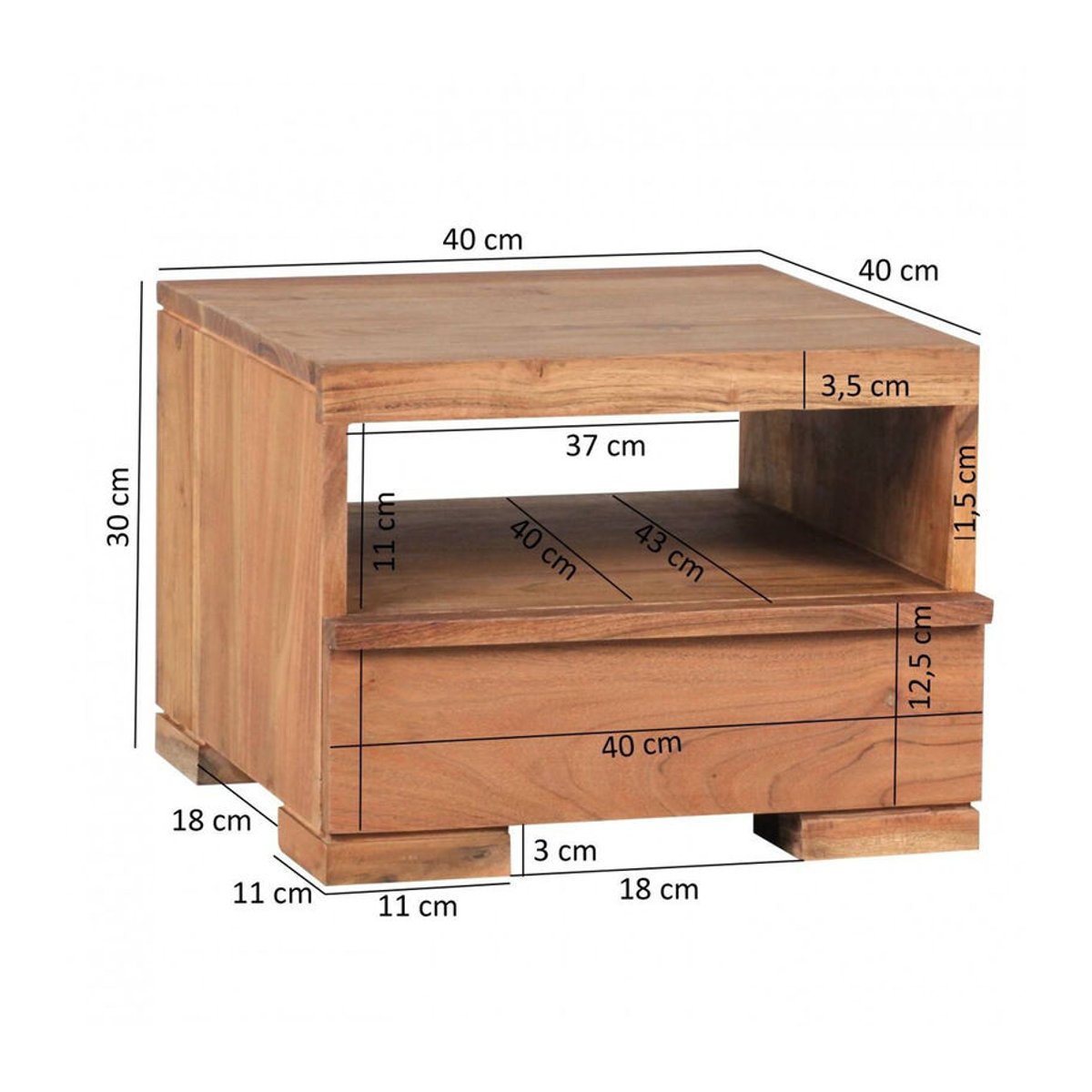 Wohnling Nachtkonsole aus Holz in Braun B/H/T: 40 x 30 x 40 cm - Bild 2