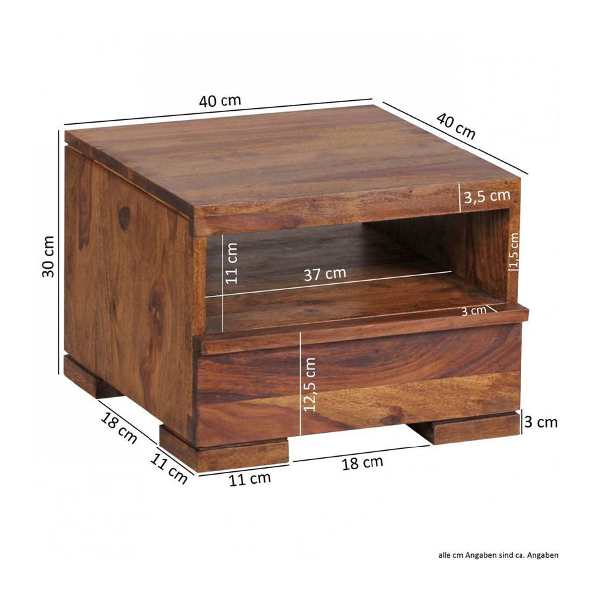 Wohnling Nachtkonsole aus Holz in Braun B/H/T: 40 x 30 x 40 cm - Bild 2