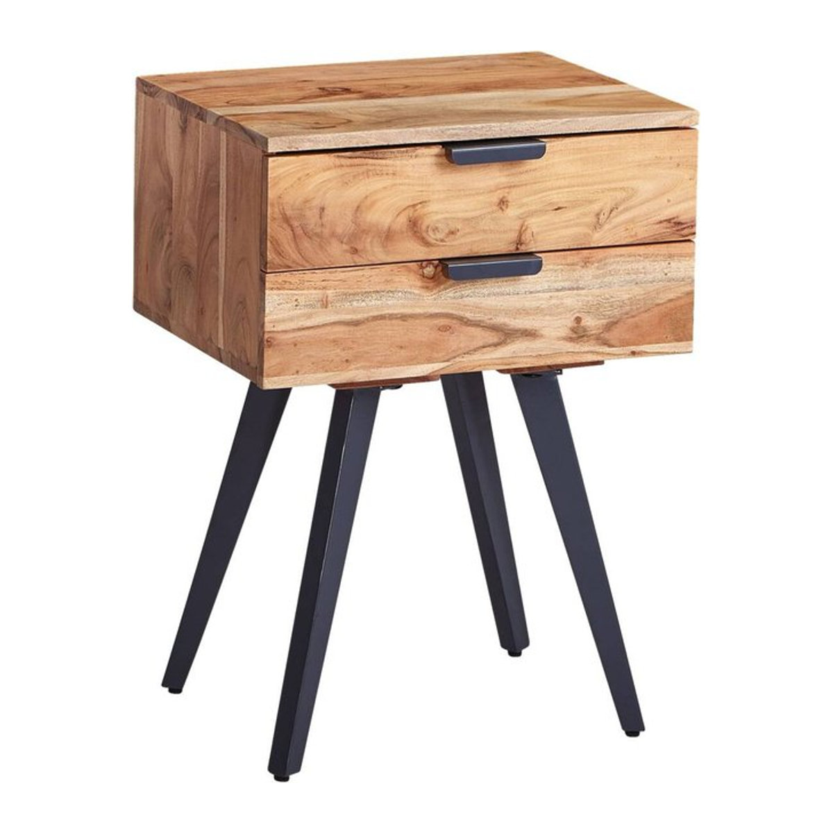 Wohnling Nachtkonsole im Industrial Design aus Akazien-Massivholz und Metall, Braun, B/H/T: 47 x 65 x 35 cm - Bild 1