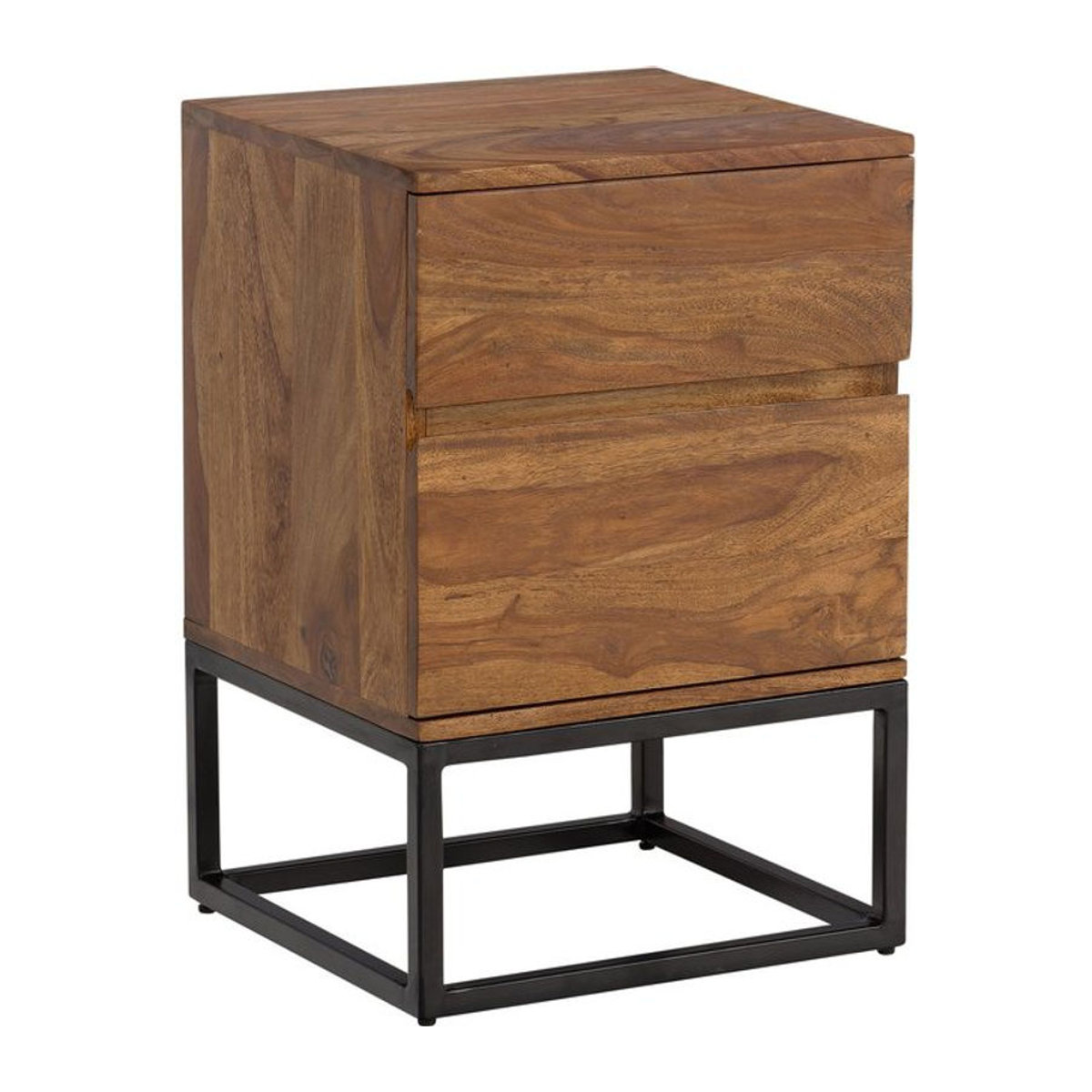 Wohnling Nachttisch im Industrial Design aus Massivholz und Metall, Braun, B/H/T: 40 x 60 x 38 cm - Bild 1