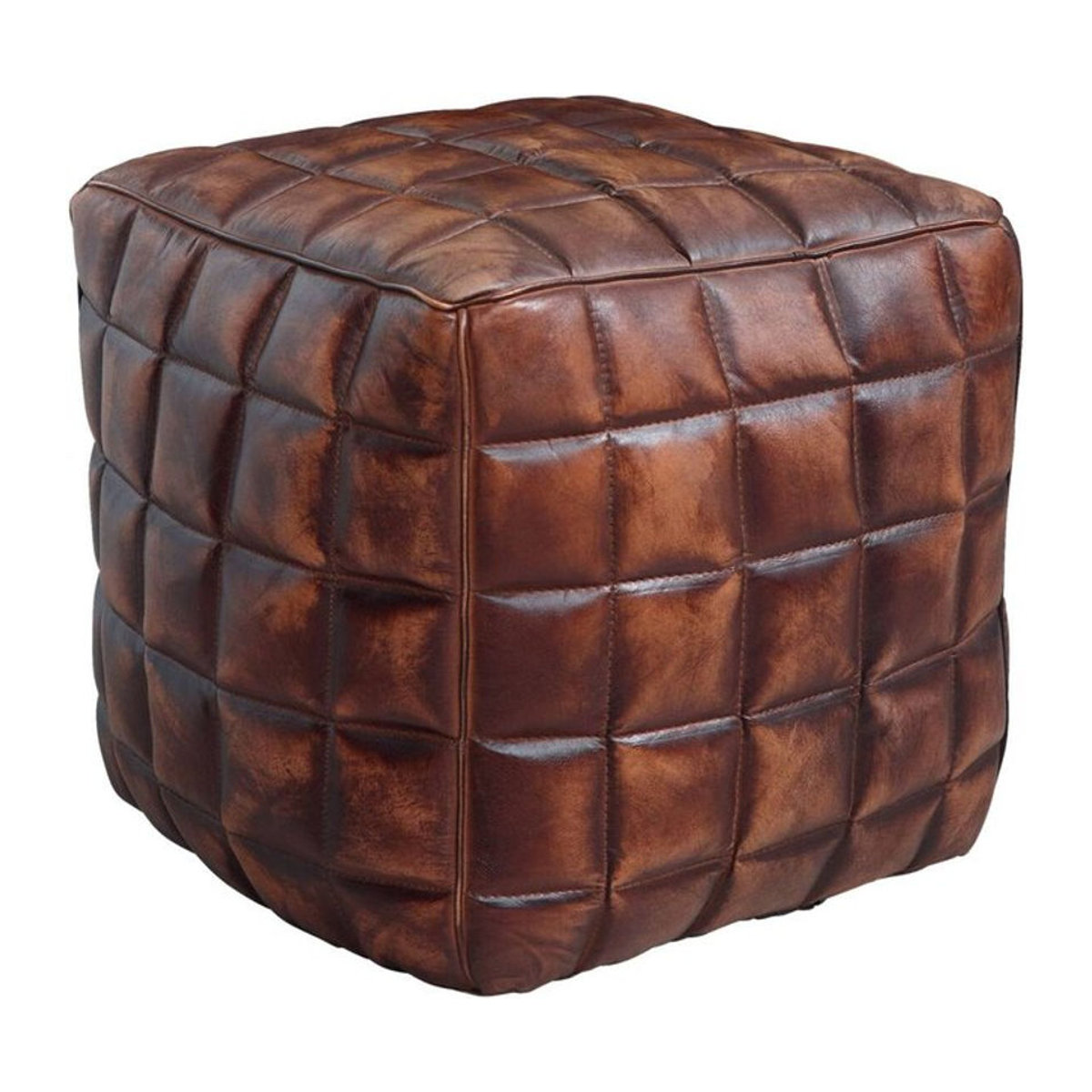 Wohnling Polsterhocker aus braunem Echtleder im modernen und klassischen Design B/H/T: 39 x 41 x 39 cm - Bild 1