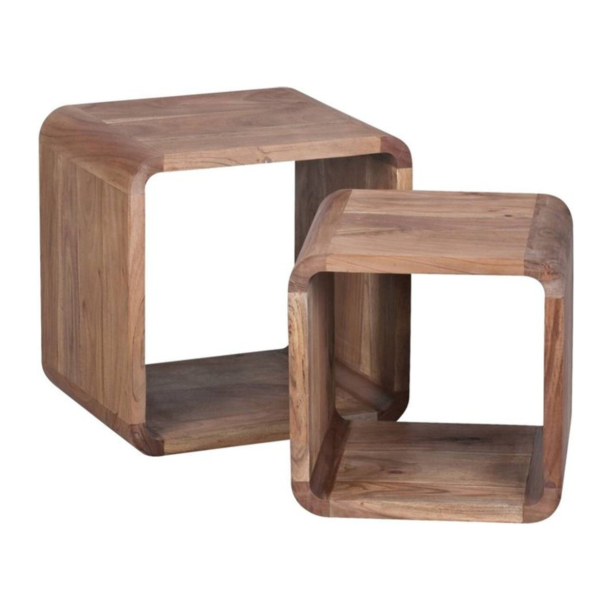 Wohnling Regalwürfel 2er-Set aus Massivholz in Natur, minimalistisch und freistehend - Bild 1