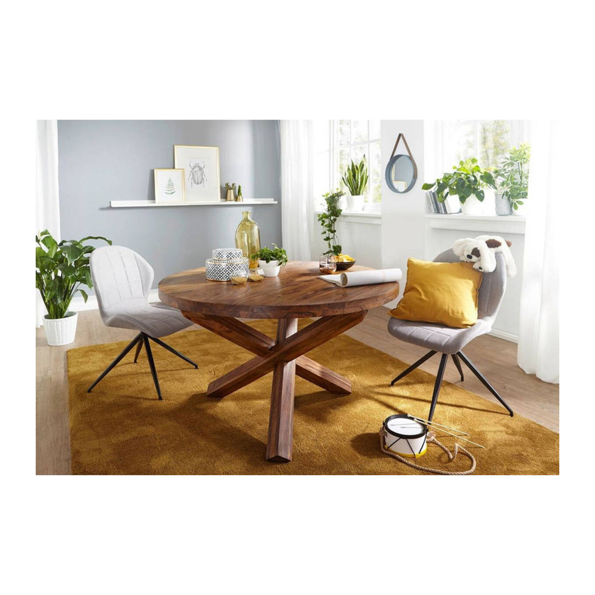 Wohnling Runder Esstisch aus Massivholz in Natur, H: 75 cm, B: 120 cm, T: 120 cm - Bild 4