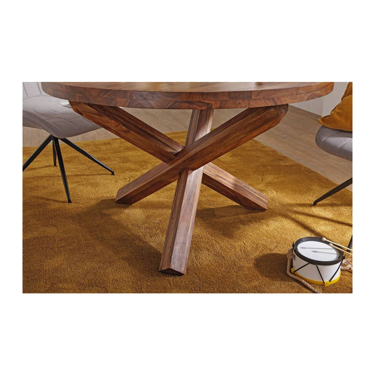 Wohnling Runder Esstisch aus Massivholz in Natur, H: 75 cm, B: 120 cm, T: 120 cm - Bild 5