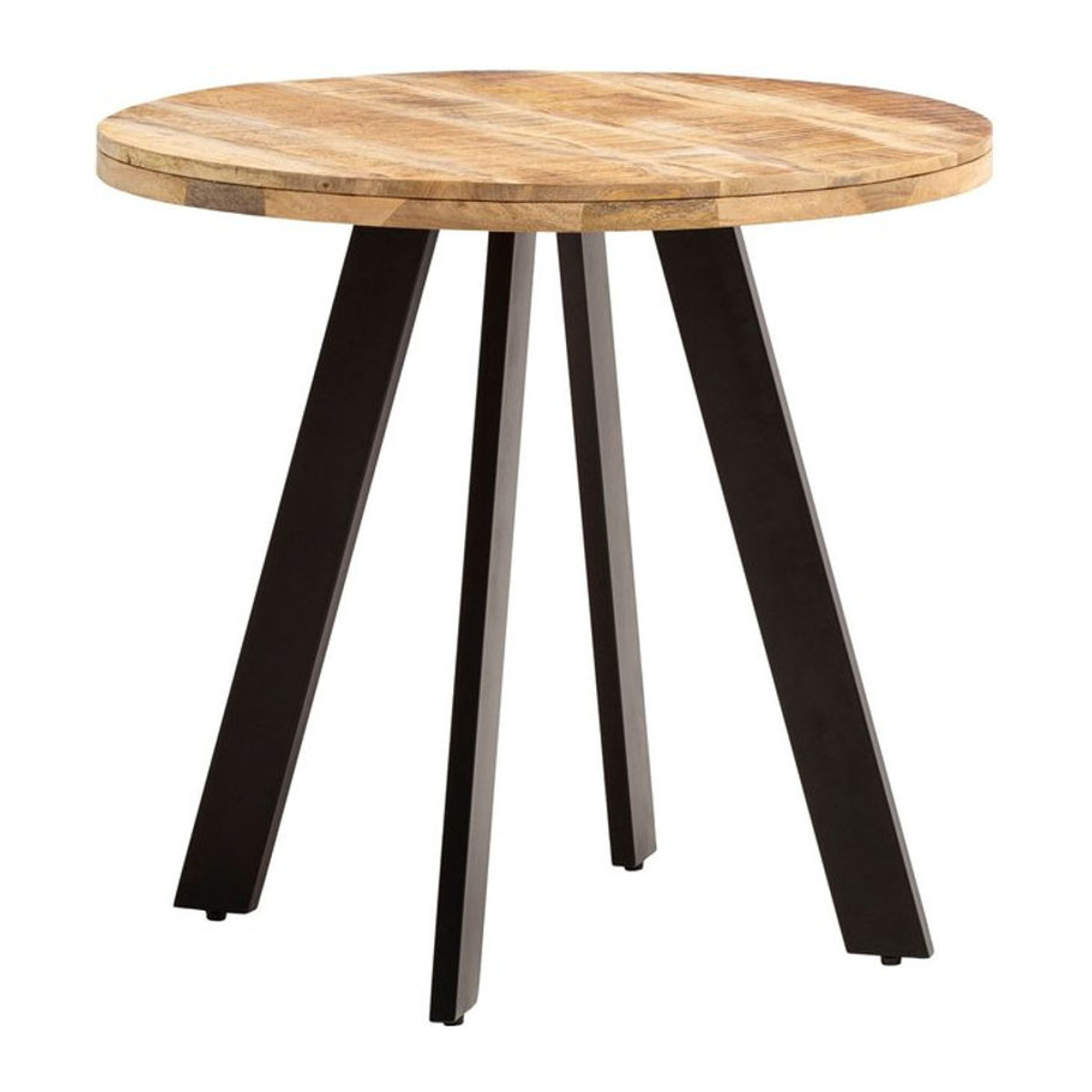 Wohnling Runder Esstisch im Industrial Design aus Massivholz und Metall, Braun, Durchmesser: 80 cm, Höhe: 75 cm - Bild 1