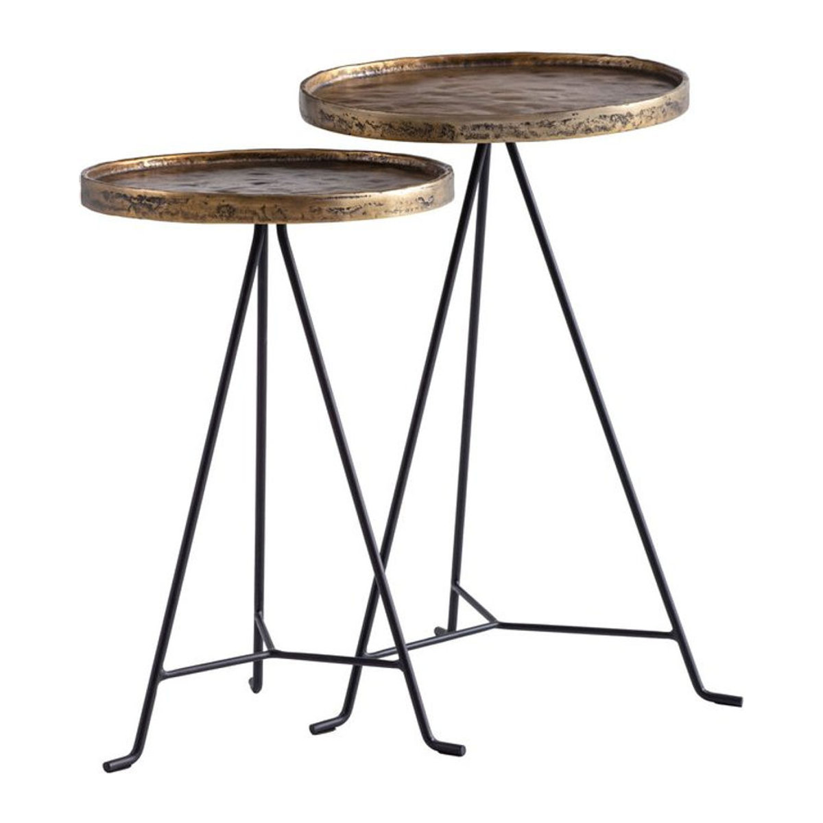 Wohnling Satztisch 2er Set Modern Industrial in Gold und Schwarz aus Metall, B/H/T: 38 x 63 x 38 cm - Bild 1