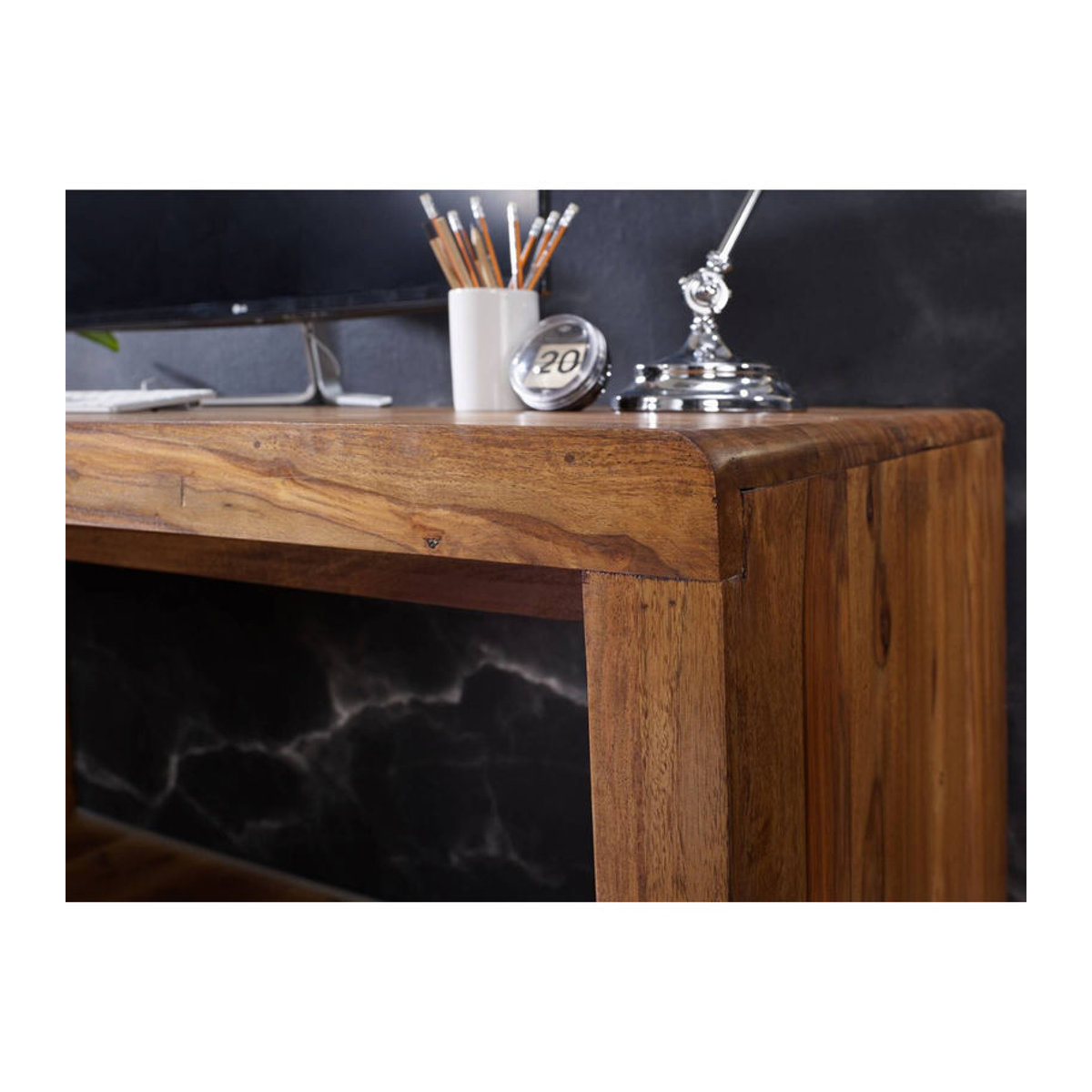 Wohnling Schreibtisch aus Massivholz in Natur Braun B/H/T: 140 x 80 x 76 cm - Bild 2