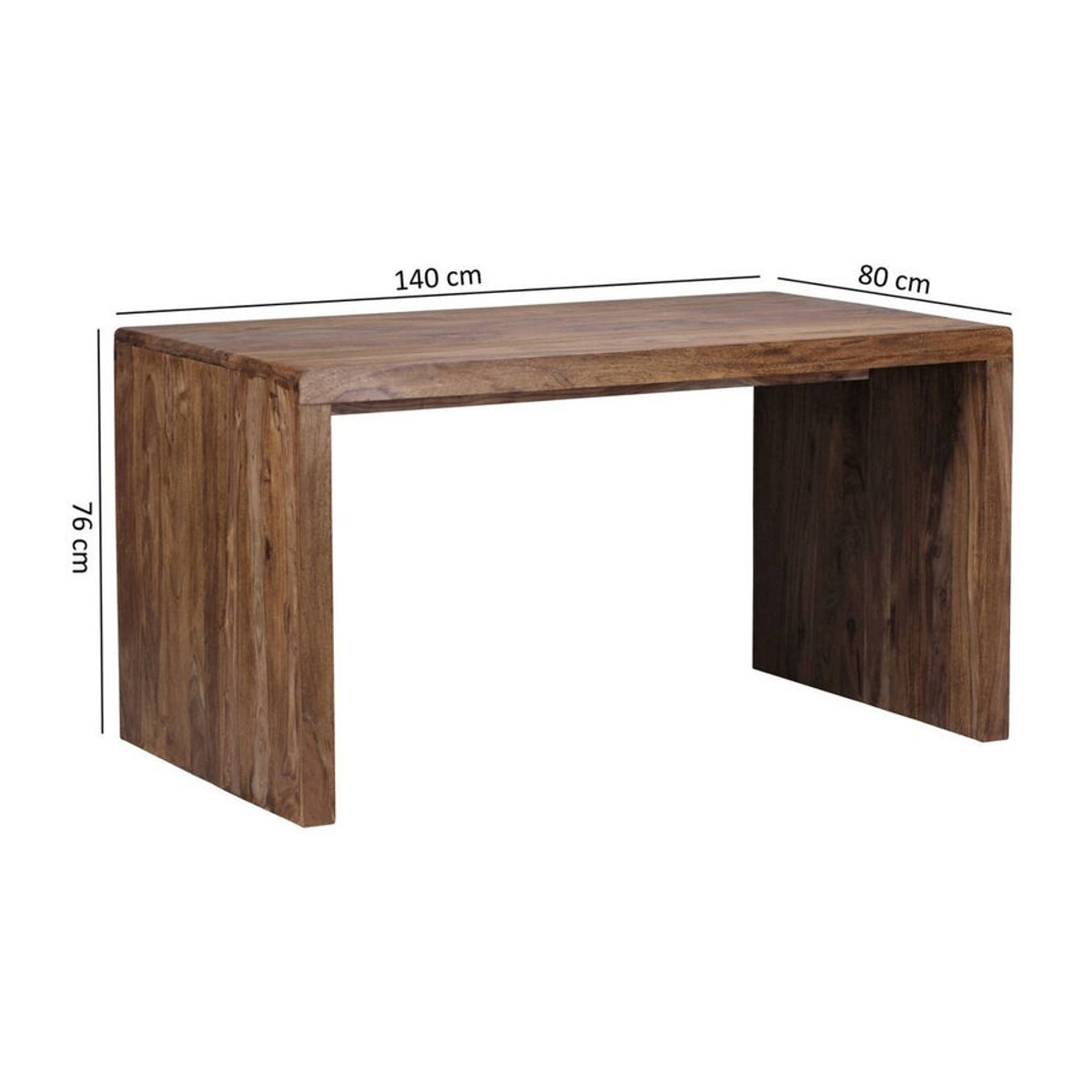 Wohnling Schreibtisch aus Massivholz in Natur Braun B/H/T: 140 x 80 x 76 cm - Bild 5