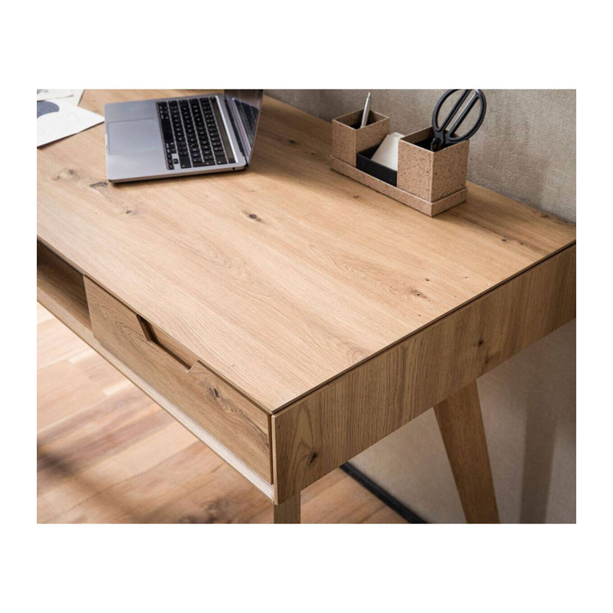 Wohnling Schreibtisch in Eiche Natur im skandinavischen Design B/H/T: 120 x 77 x 55 cm - Bild 4