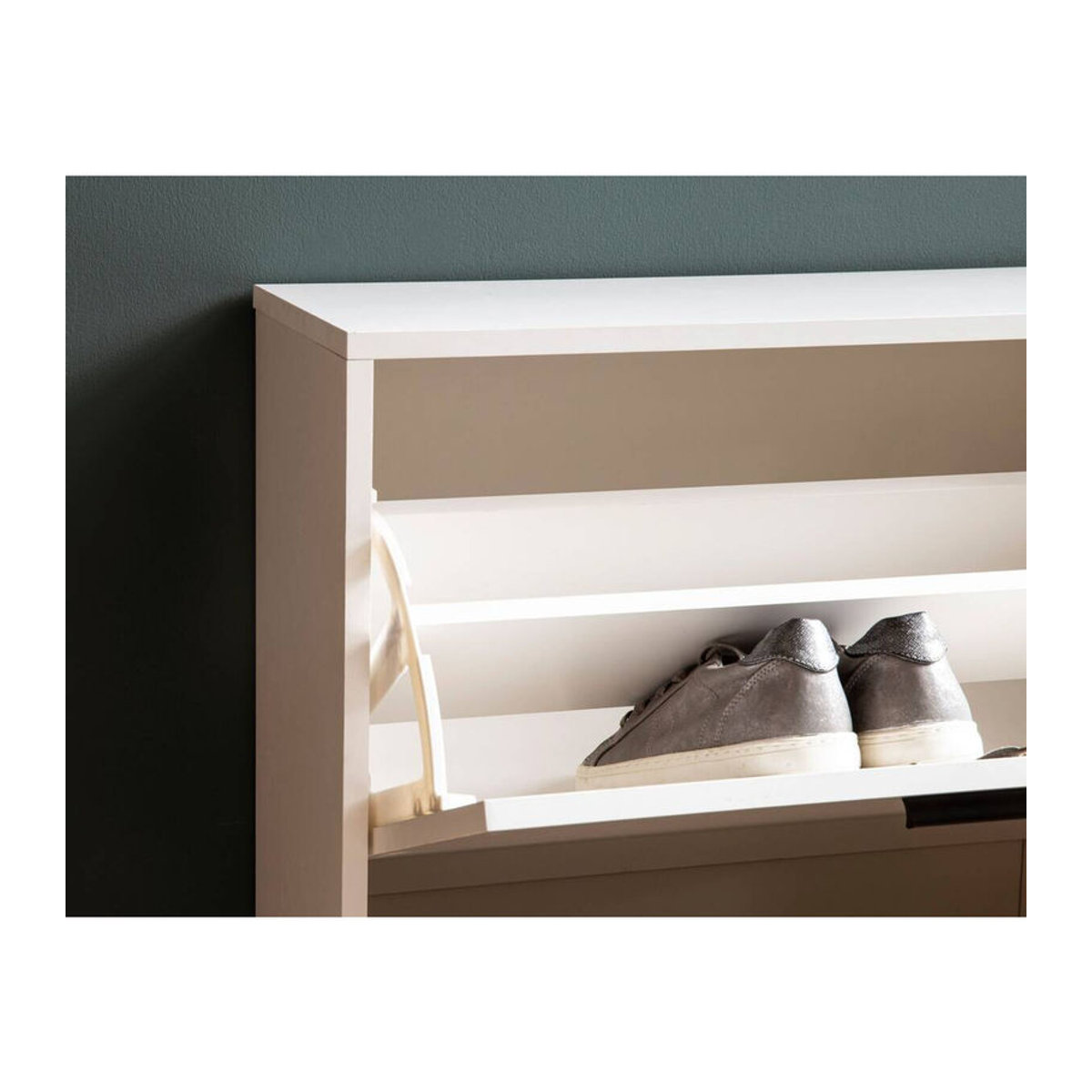 Wohnling Schuhschrank Modern in Weiß mit Drehtüren aus Holzwerkstoff und Metall B/H/T: 90 x 120 x 24 cm - Bild 3