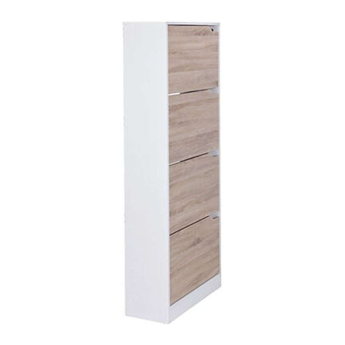 WOHNLING Schuhschrank VERA in Eiche Natur und Weiß mit Falttüren für 24 Paar Schuhe, B/H/T: 60 x 150 x 24 cm - Bild 2