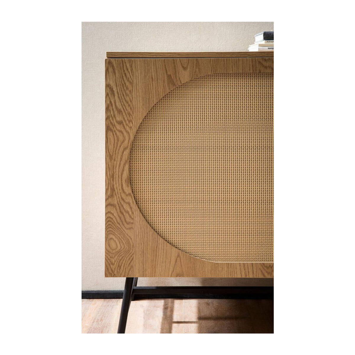 Wohnling Sideboard in Eiche Natur im skandinavischen Design aus Polyrattan und Holz, B/H/T: 140 x 80 x 40 cm - Bild 3