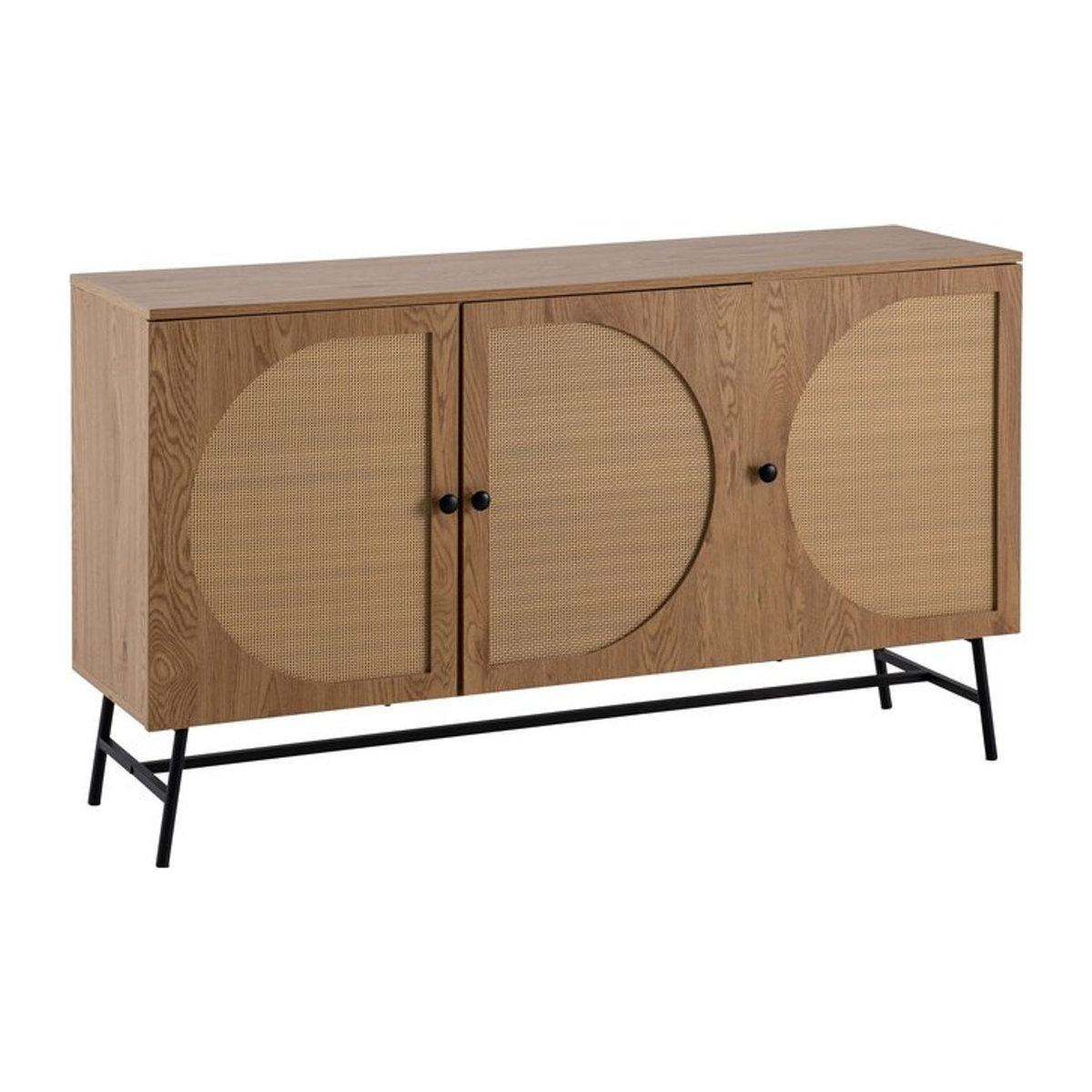Wohnling Sideboard in Eiche Natur mit Retro-Design B/H/T: 140 x 80 x 39 cm - Bild 1