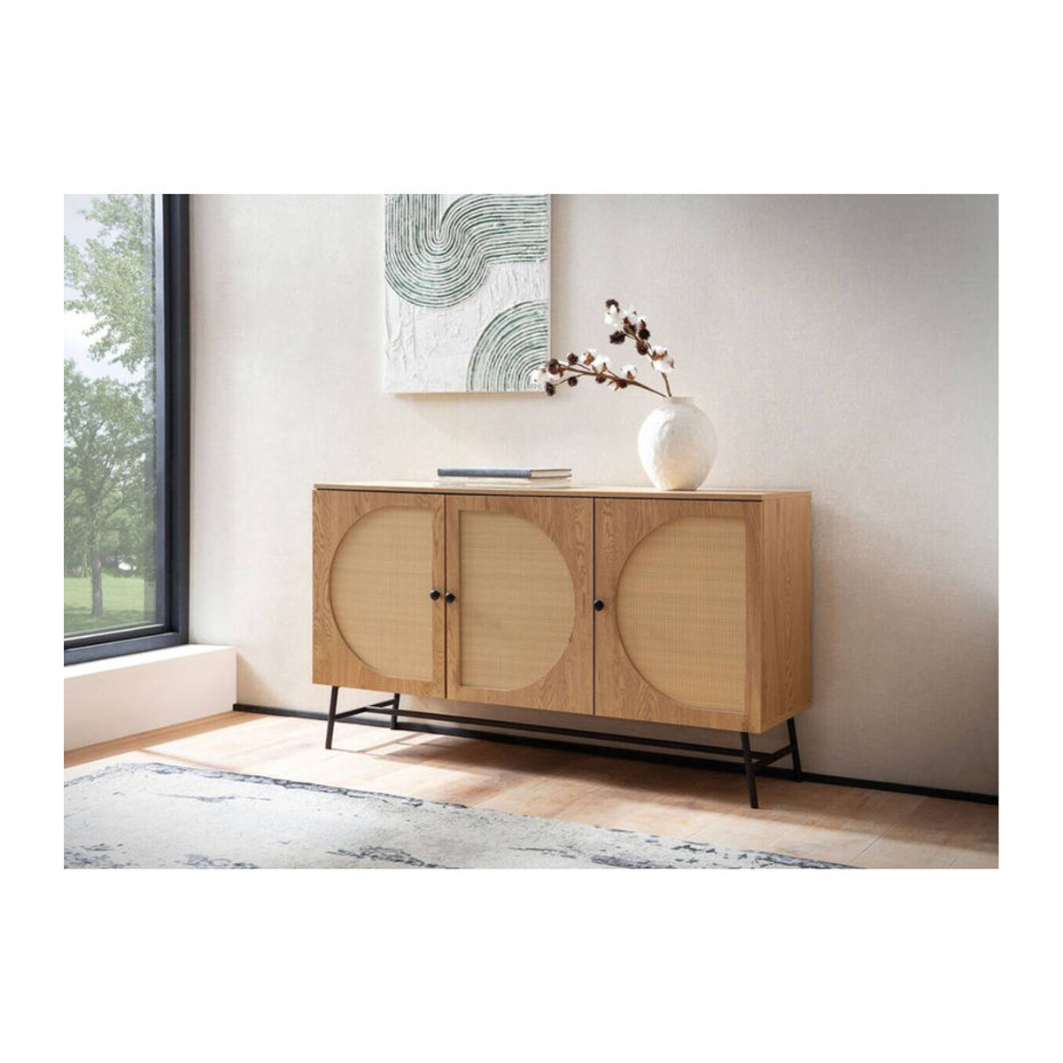 Wohnling Sideboard in Eiche Natur mit Retro-Design B/H/T: 140 x 80 x 39 cm - Bild 2
