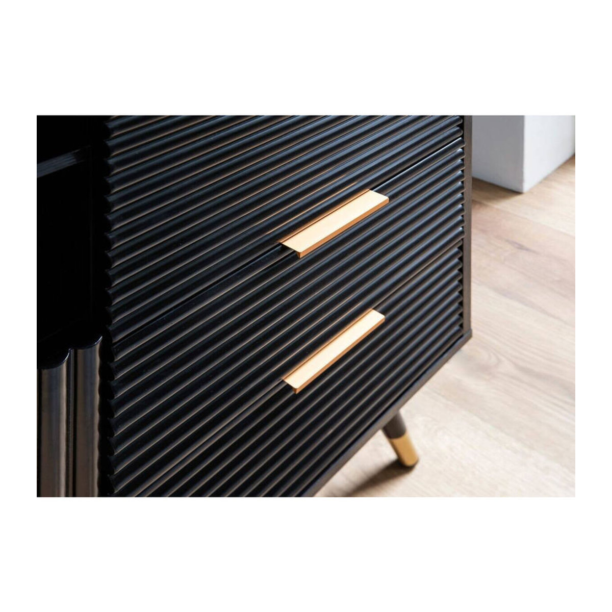 Wohnling Sideboard Schwarz im Industrial Design aus Holzwerkstoff und Metall B/H/T: 77 x 97 x 40 cm - Bild 2