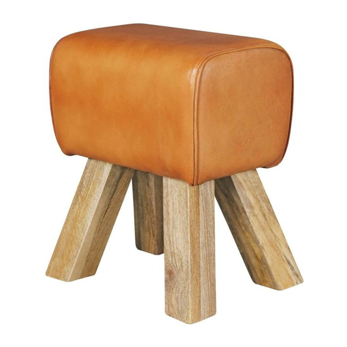 Wohnling Sitzbank aus Leder und Massivholz in Braun Natur im Retro- und Skandinavischen Design - Bild 1