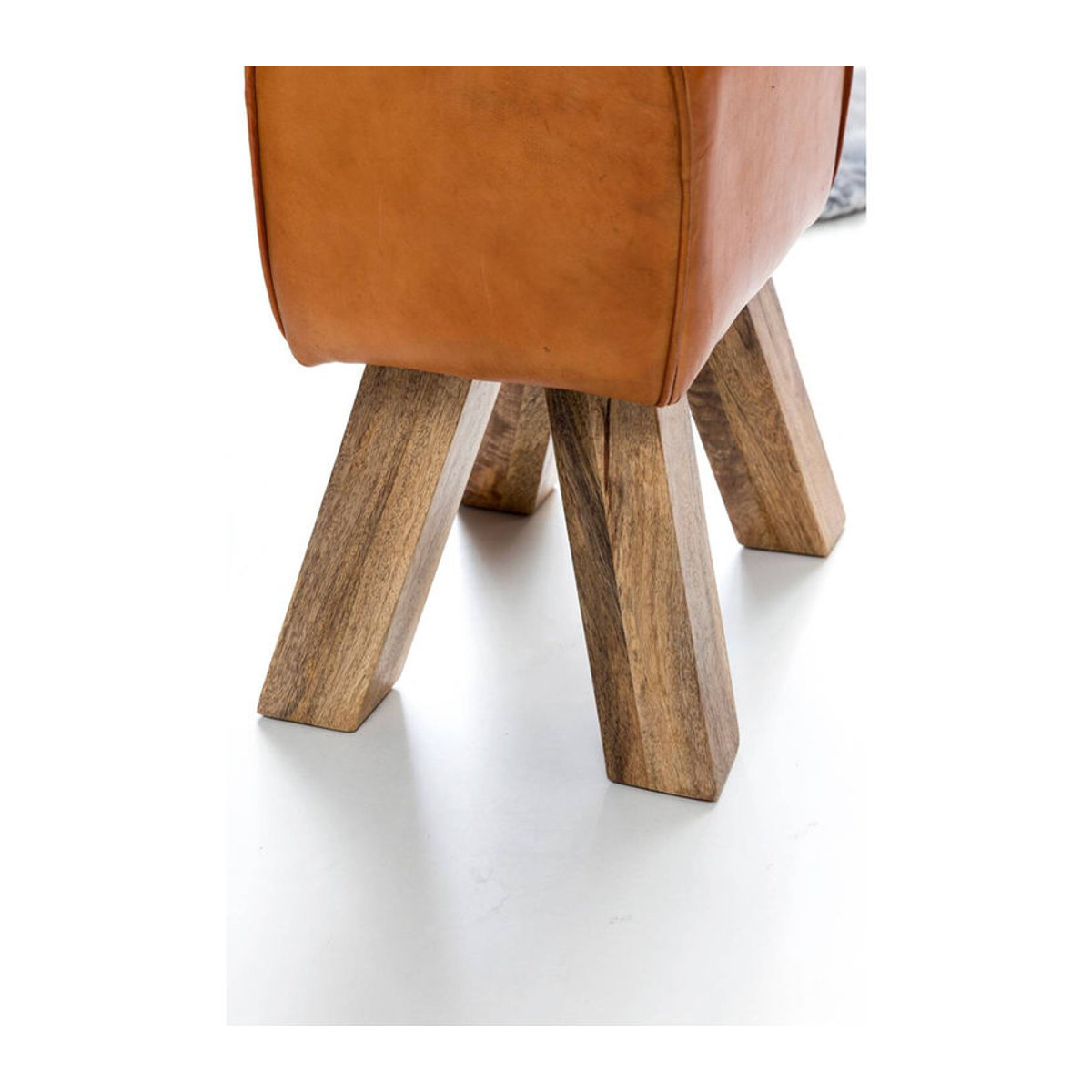 Wohnling Sitzbank aus Leder und Massivholz in Braun Natur im Retro- und Skandinavischen Design - Bild 2