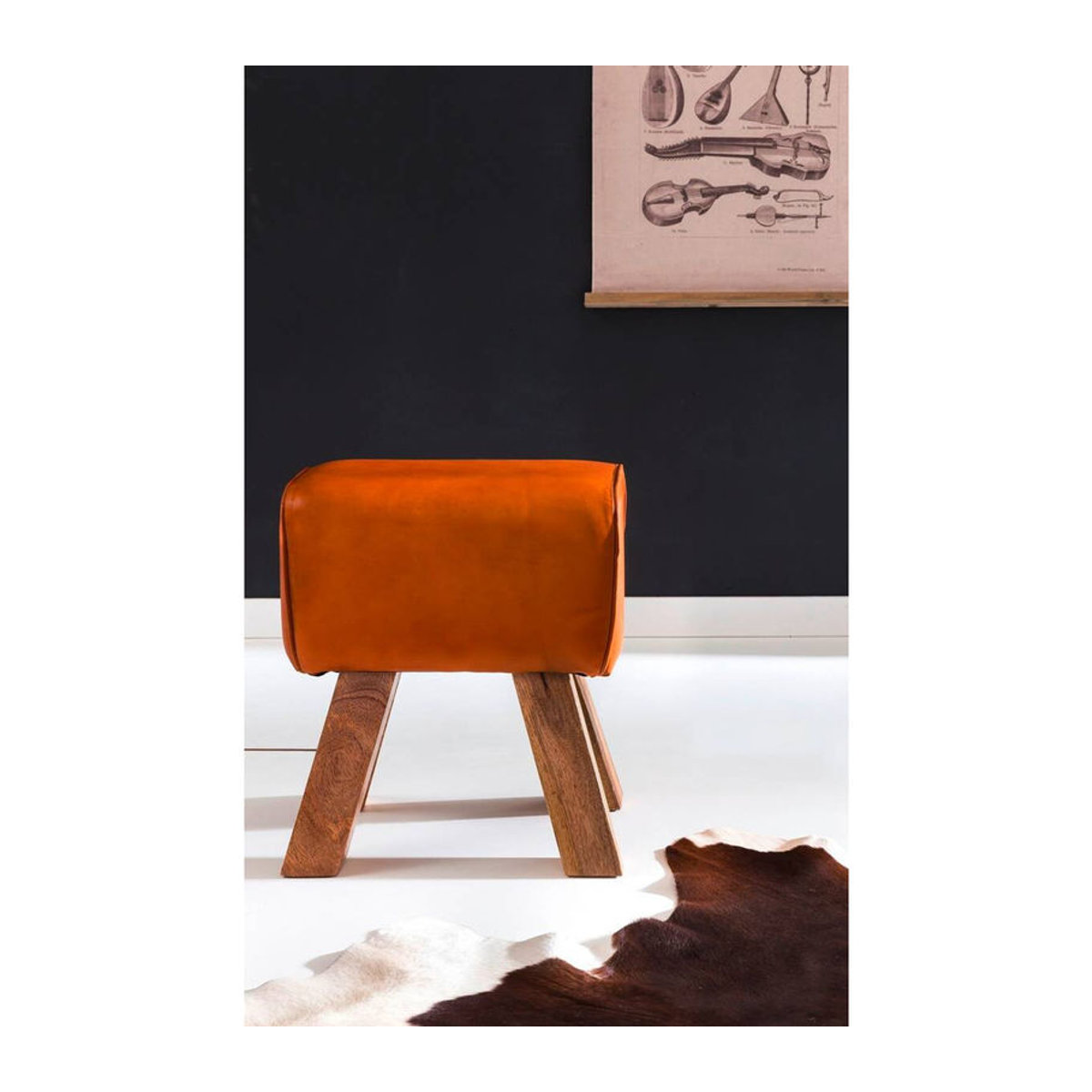 Wohnling Sitzbank aus Leder und Massivholz in Braun Natur im Retro- und Skandinavischen Design - Bild 4