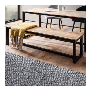 Wohnling Sitzbank Industrial aus Akazie Massivholz und Metall, Braun, B/H/T: 120 x 45 x 40 cm
