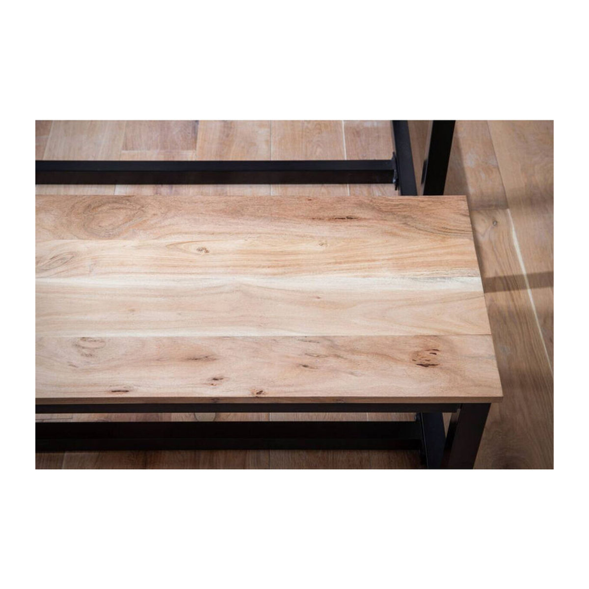 Wohnling Sitzbank Industrial aus Akazie Massivholz und Metall, Braun, B/H/T: 120 x 45 x 40 cm - Bild 3