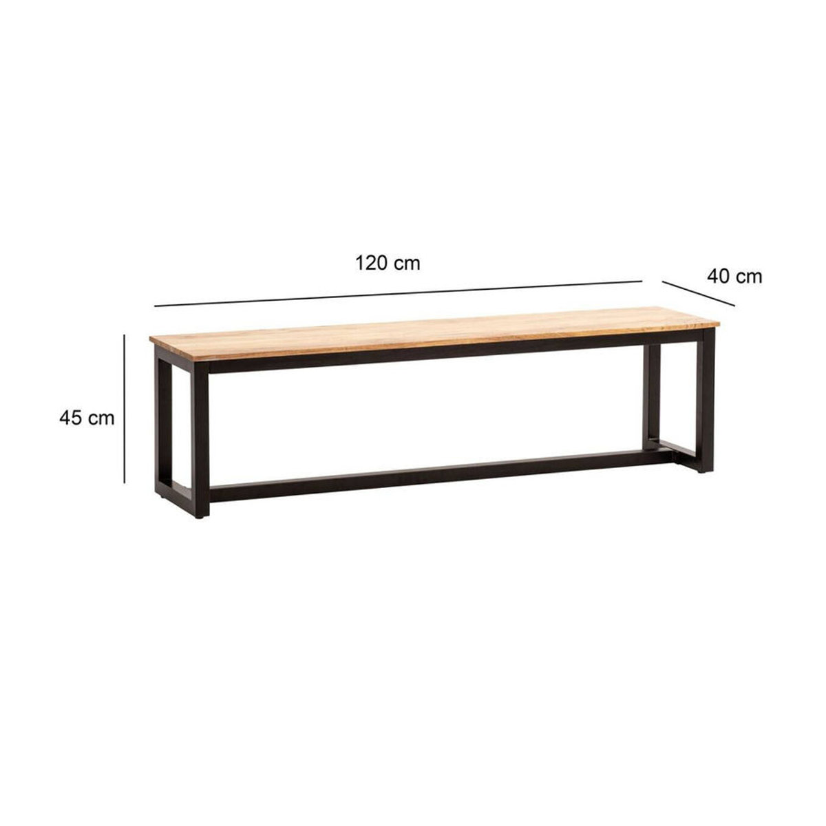 Wohnling Sitzbank Industrial aus Akazie Massivholz und Metall, Braun, B/H/T: 120 x 45 x 40 cm - Bild 4