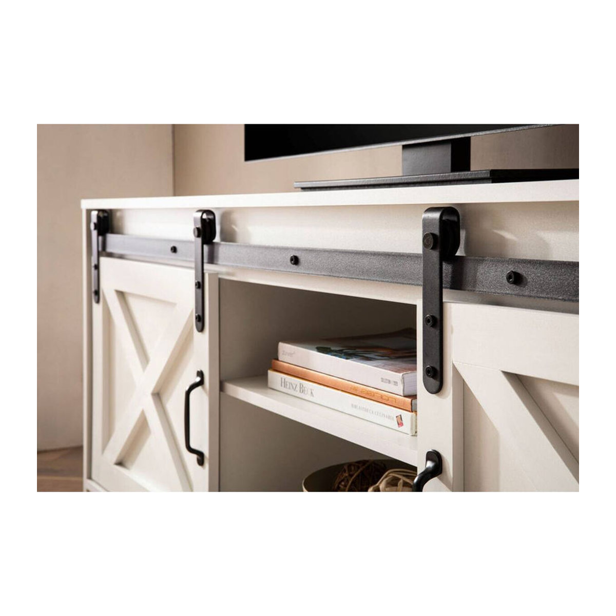 Wohnling TV-Lowboard in Weiß im Landhaus- und Modern-Stil B/H/T: 150 x 59,5 x 39,5 cm - Bild 2
