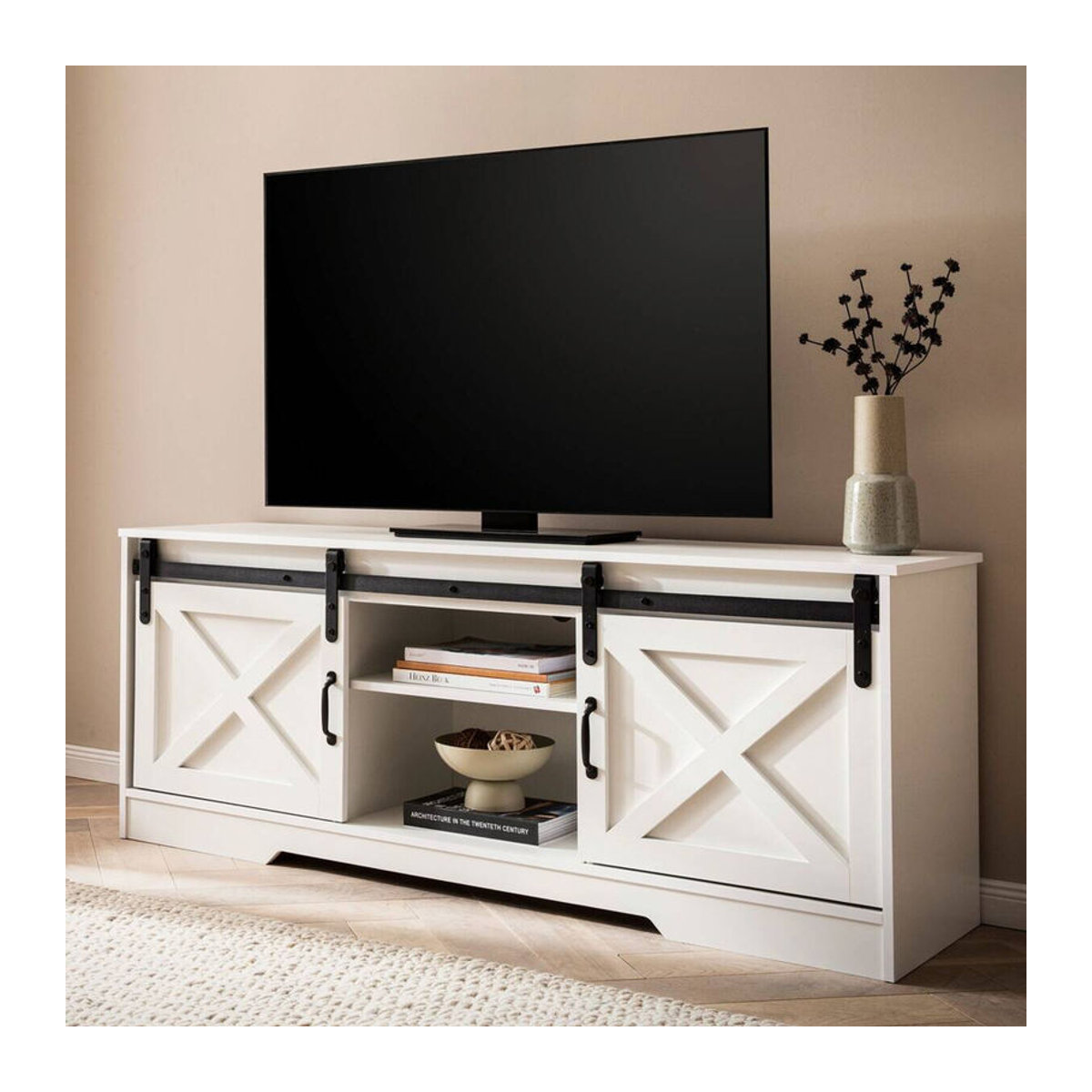 Wohnling TV-Lowboard in Weiß im Landhaus- und Modern-Stil B/H/T: 150 x 59,5 x 39,5 cm - Bild 3
