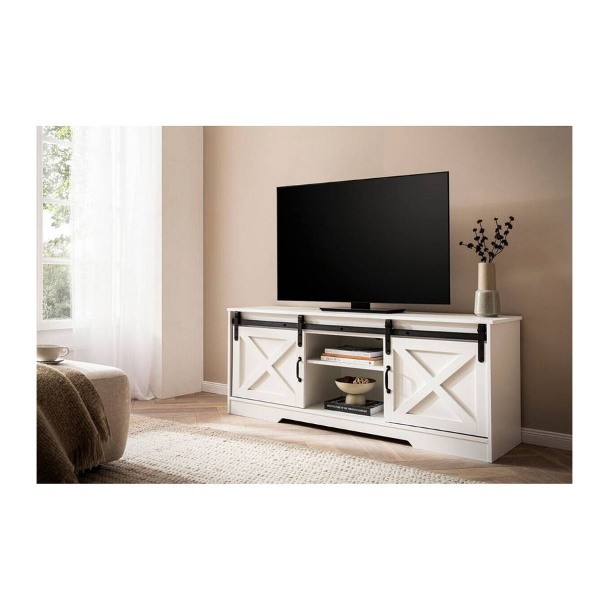 Wohnling TV-Lowboard in Weiß im Landhaus- und Modern-Stil B/H/T: 150 x 59,5 x 39,5 cm - Bild 4