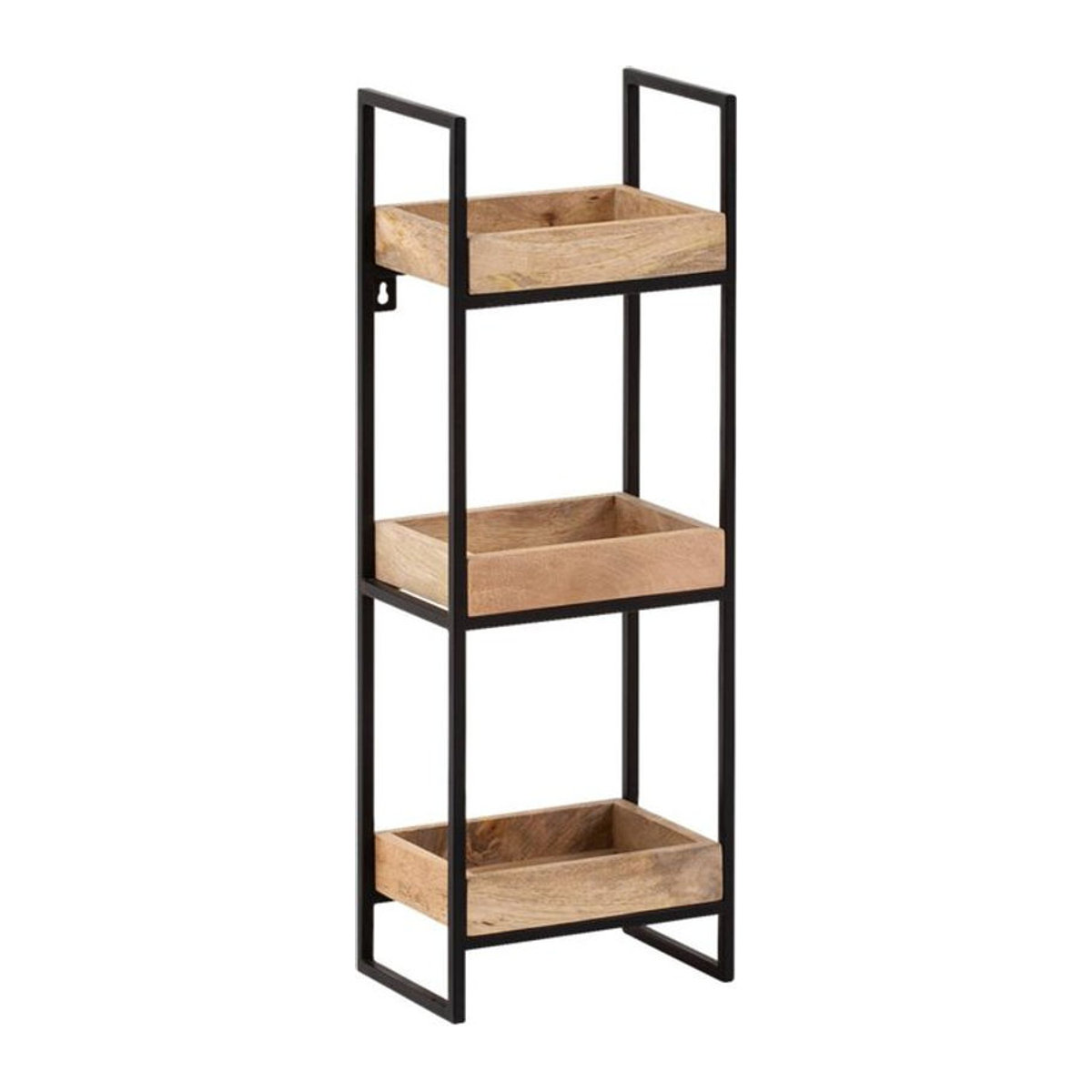 Wohnling Wandregal Industrial aus Massivholz und Metall, B/H/T: 27 x 77 x 18 cm - Bild 1