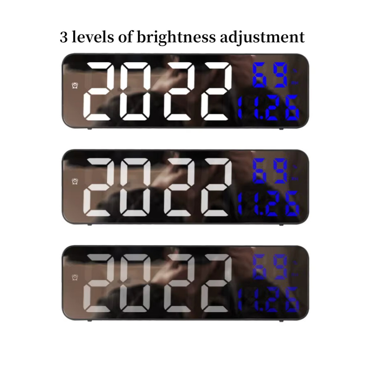 WOKLOK Digitale LED Wanduhr mit Thermometer und Hygrometer, 9 Zoll, USB-Betrieb, Nachtmodus, Schwarz oder Rot - Bild 5