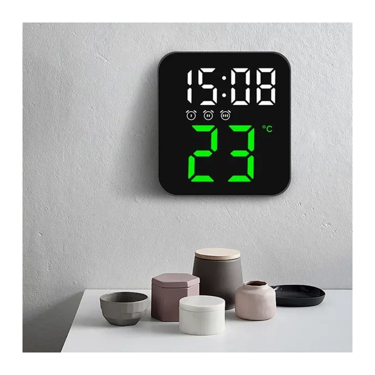 WOKLOK Digitaler Wecker für das Schlafzimmer mit Sprachsteuerung, temperaturverstellbarer Helligkeit und drei Weckfunktionen in Schwarz oder Blau - Bild 1