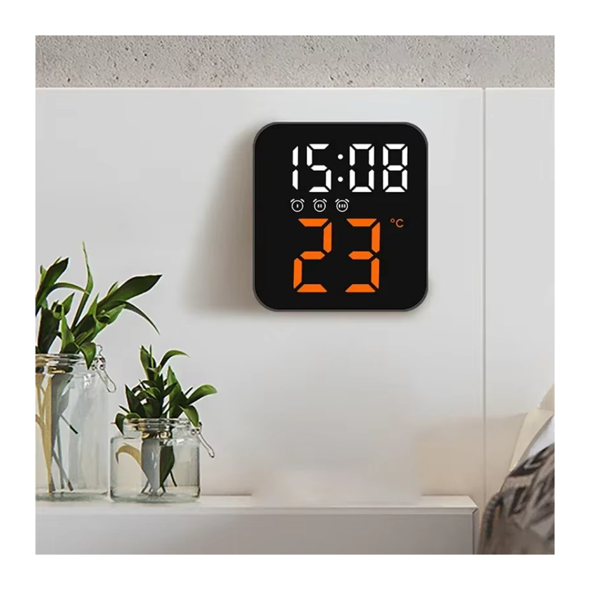 WOKLOK Digitaler Wecker für das Schlafzimmer mit Sprachsteuerung, temperaturverstellbarer Helligkeit und drei Weckfunktionen in Schwarz oder Blau - Bild 4