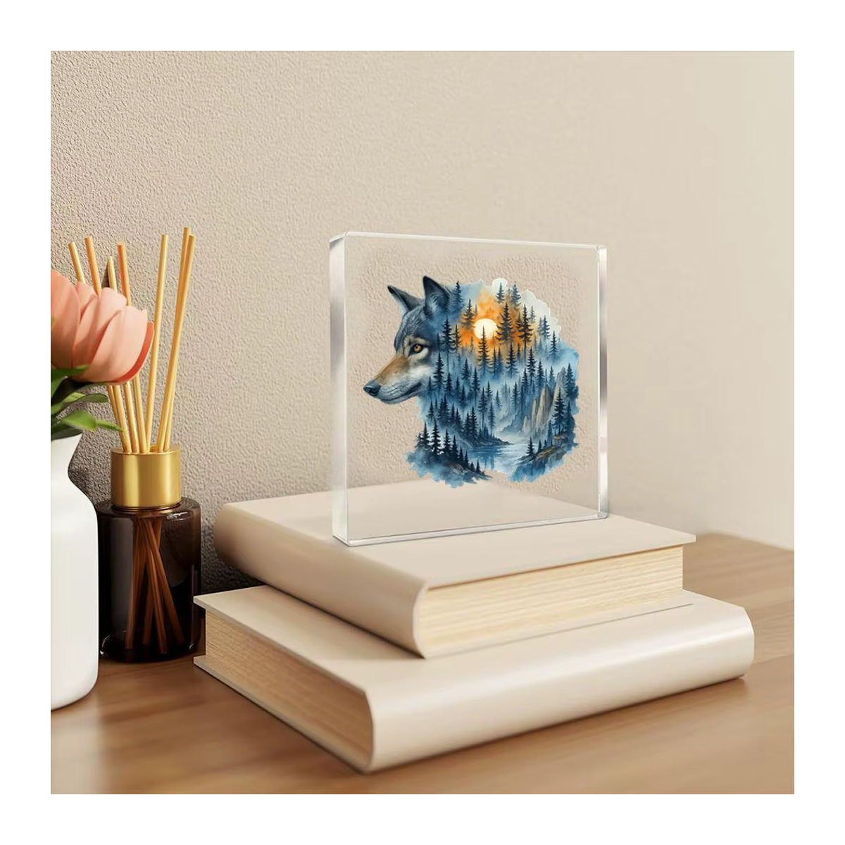 Wolf & Wald Briefpapiergewicht aus Kunstharz in mehrfarbigem Boho-Design, quadratisches Schreibtisch-Accessoire im abstrakten Stil - Bild 2
