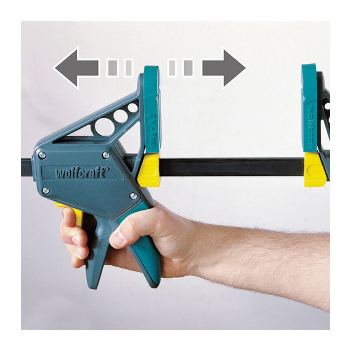Wolfcraft Einhandzwinge PRO100/150mm aus Kunststoff und Stahl in Schwarz mit einer Spannweite von max. 150mm und einer Ausladung von 100mm - Bild 1