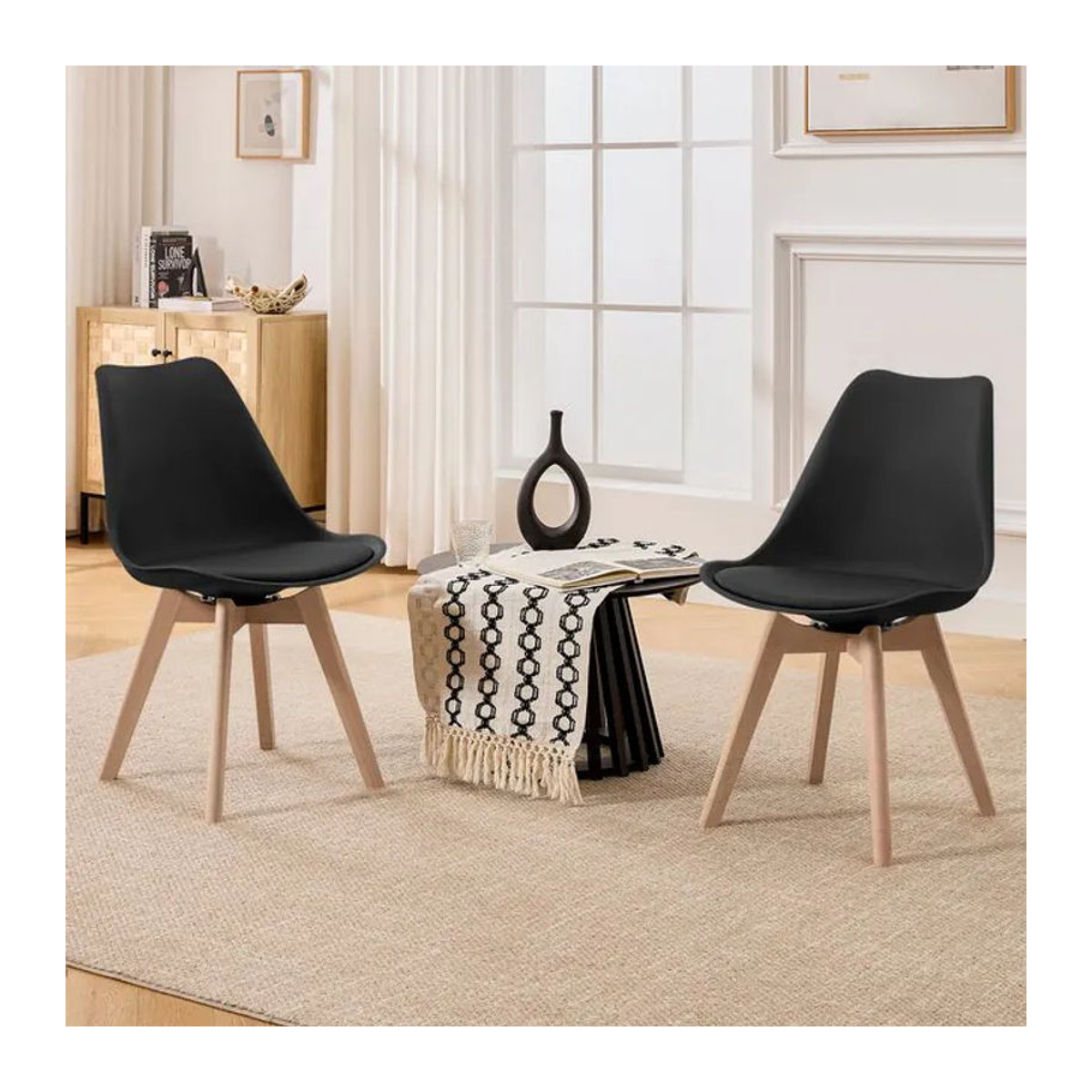 WOLTU 2er Set moderne Polsterstühle drehbar 360 Grad ergonomische Lounge-Stühle für Esszimmer und Küche in Grau und Schwarz - Bild 1